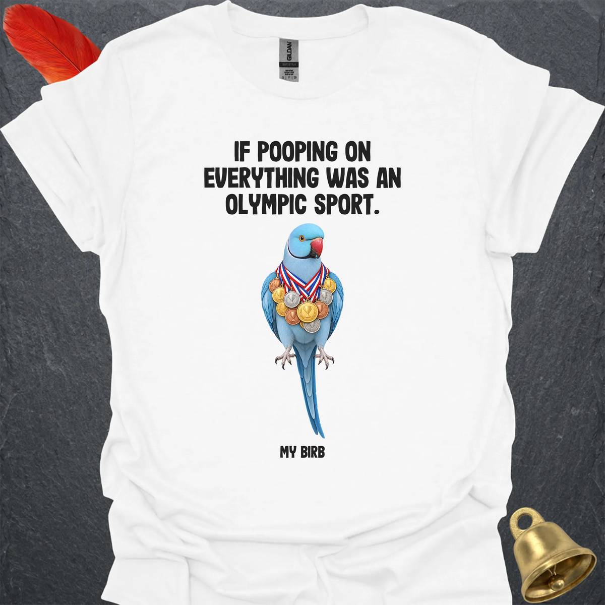 Blue Indian Ringneck Olympic Pooper T-Shirt