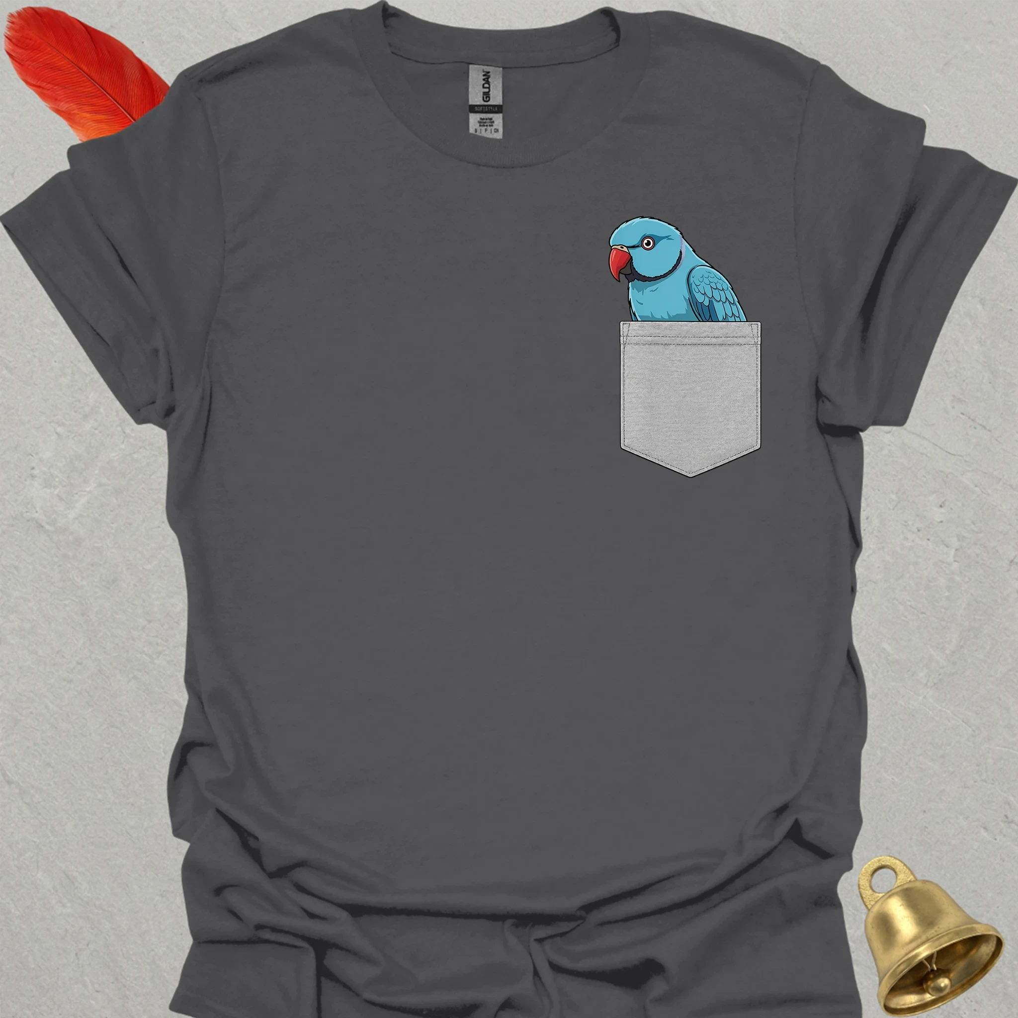 Blue Indian Ringneck Pocket T-Shirt