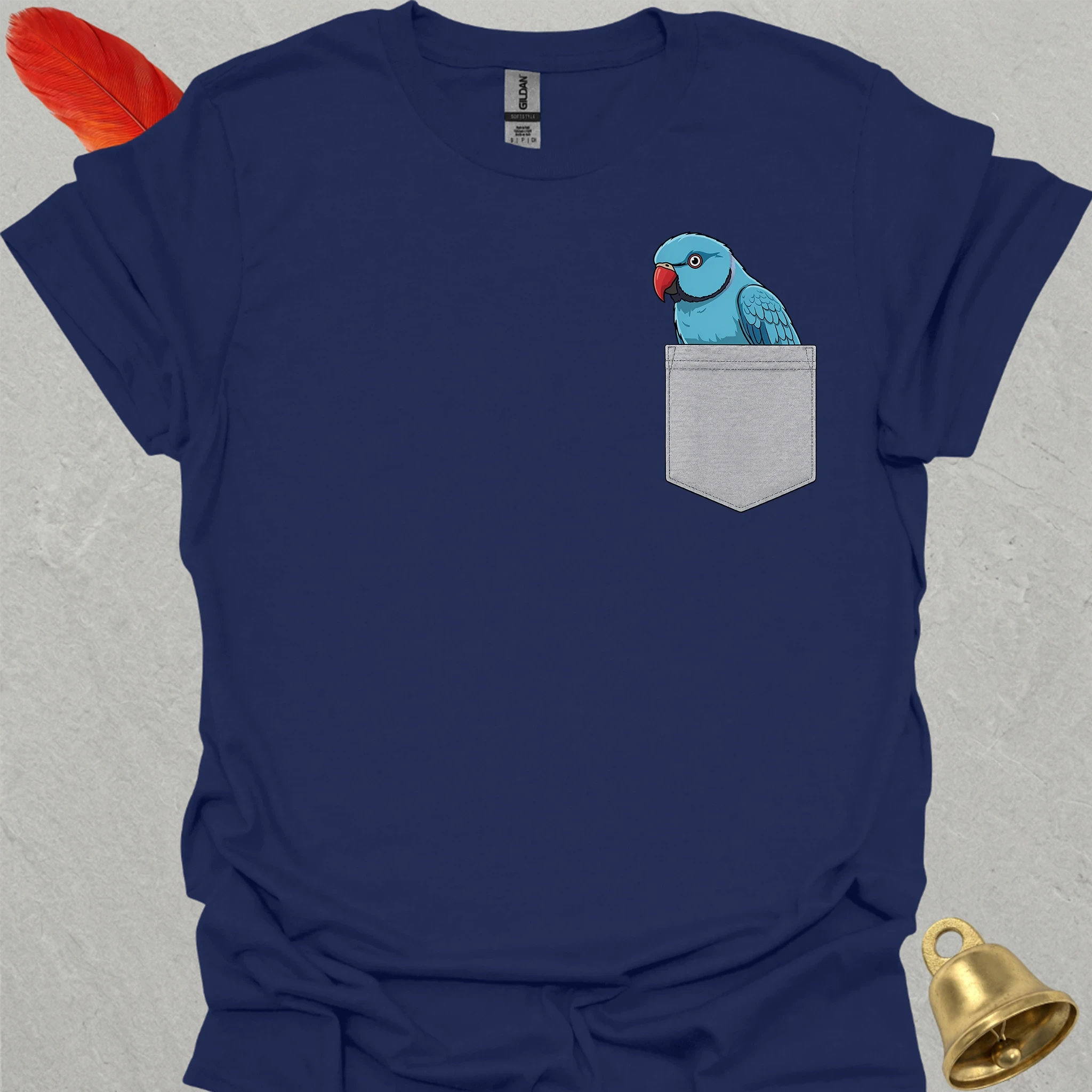 Blue Indian Ringneck Pocket T-Shirt