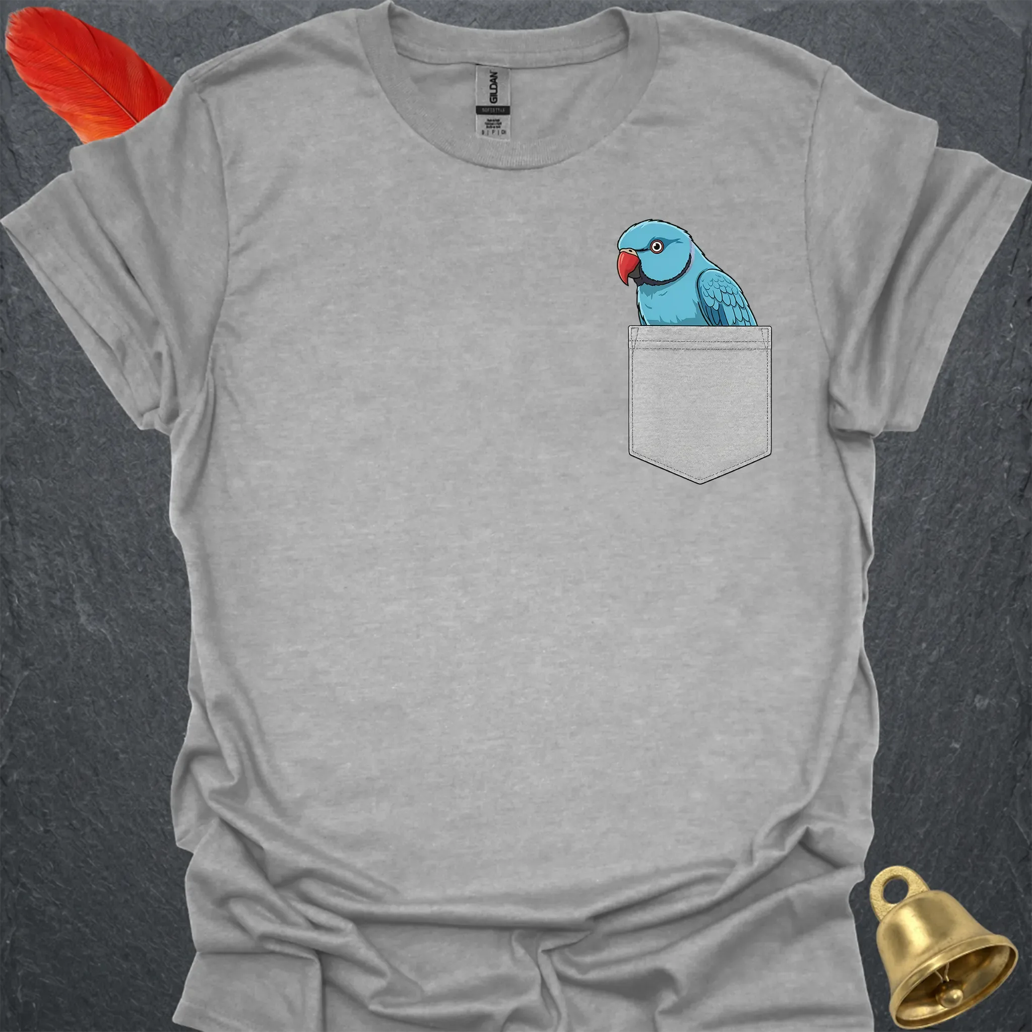 Blue Indian Ringneck Pocket T-Shirt