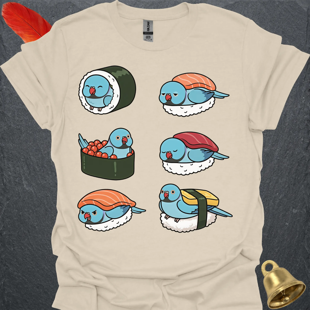 Blue Indian Ringneck Sushi T-Shirt