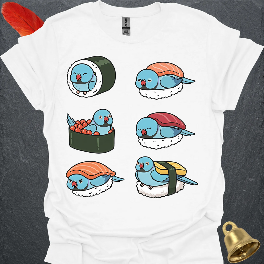 Blue Indian Ringneck Sushi T-Shirt