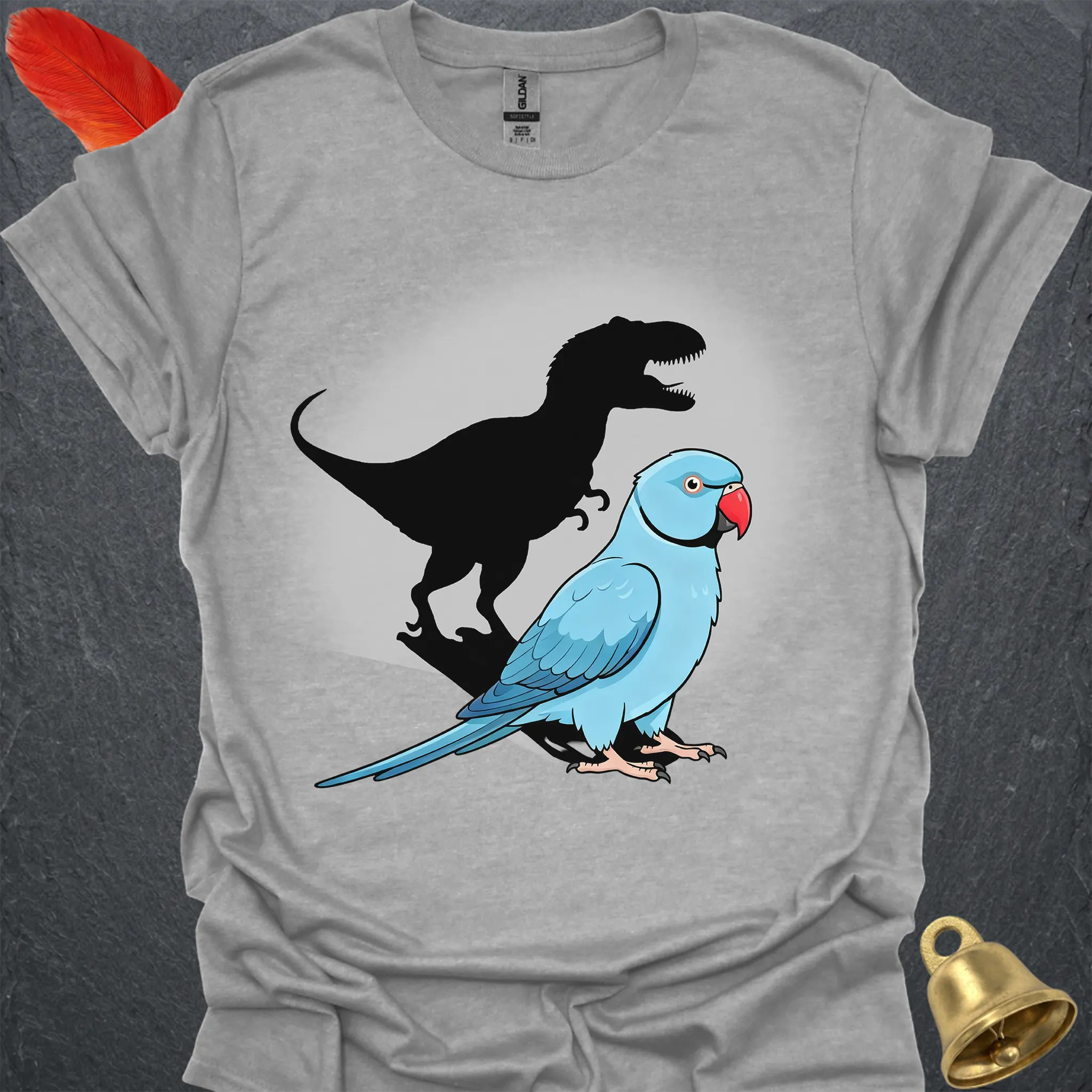 Blue Indian Ringneck T-Rex T-Shirt