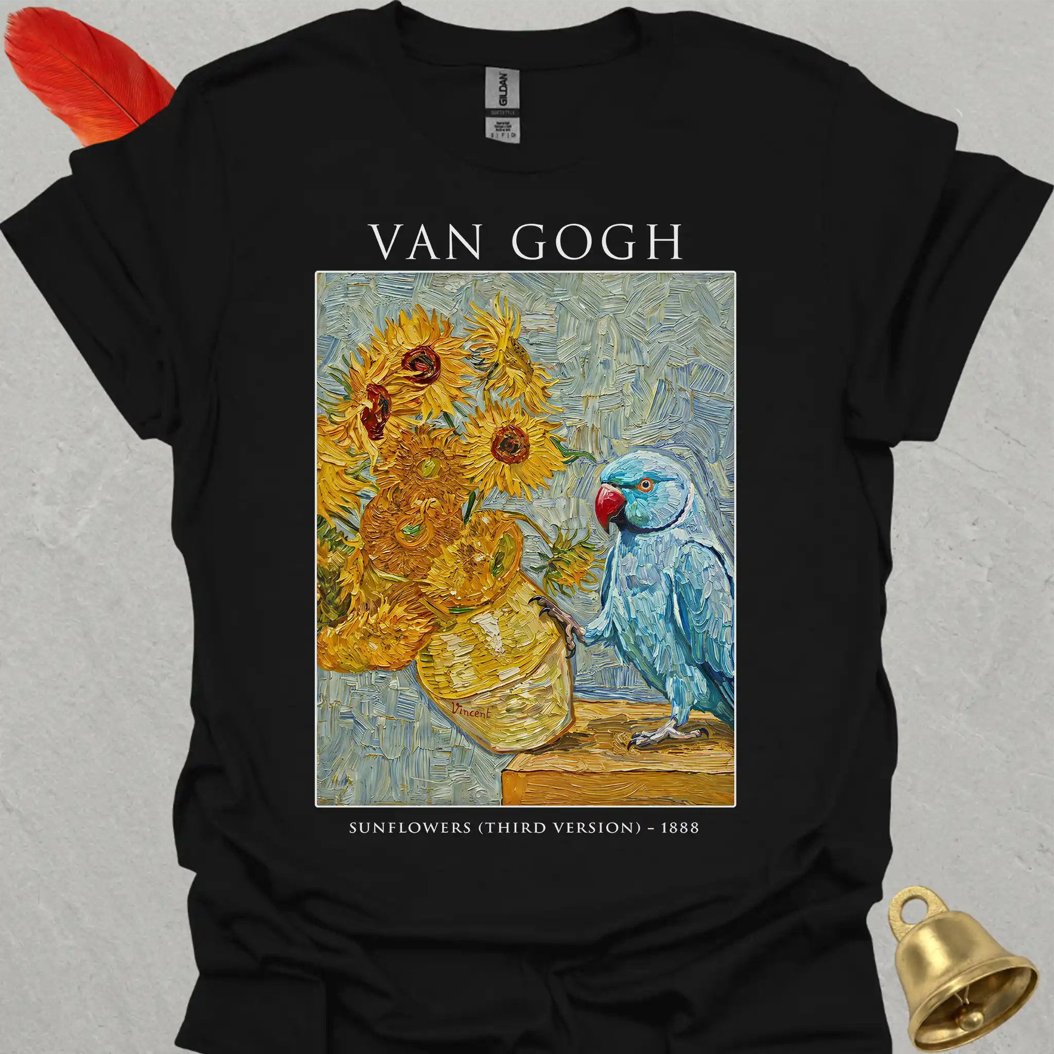 Blue Indian Ringneck Van Gogh T-Shirt