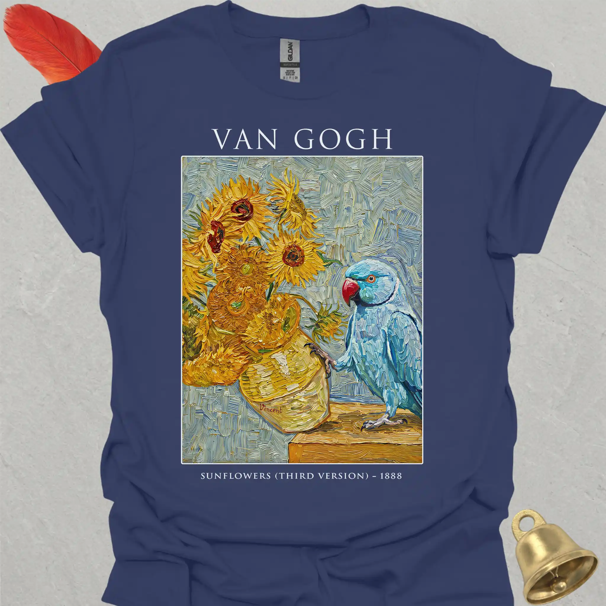 Blue Indian Ringneck Van Gogh T-Shirt