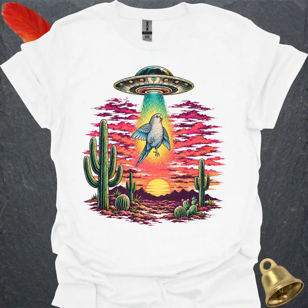 Blue Opaline Quaker Parrot Abduction T-Shirt