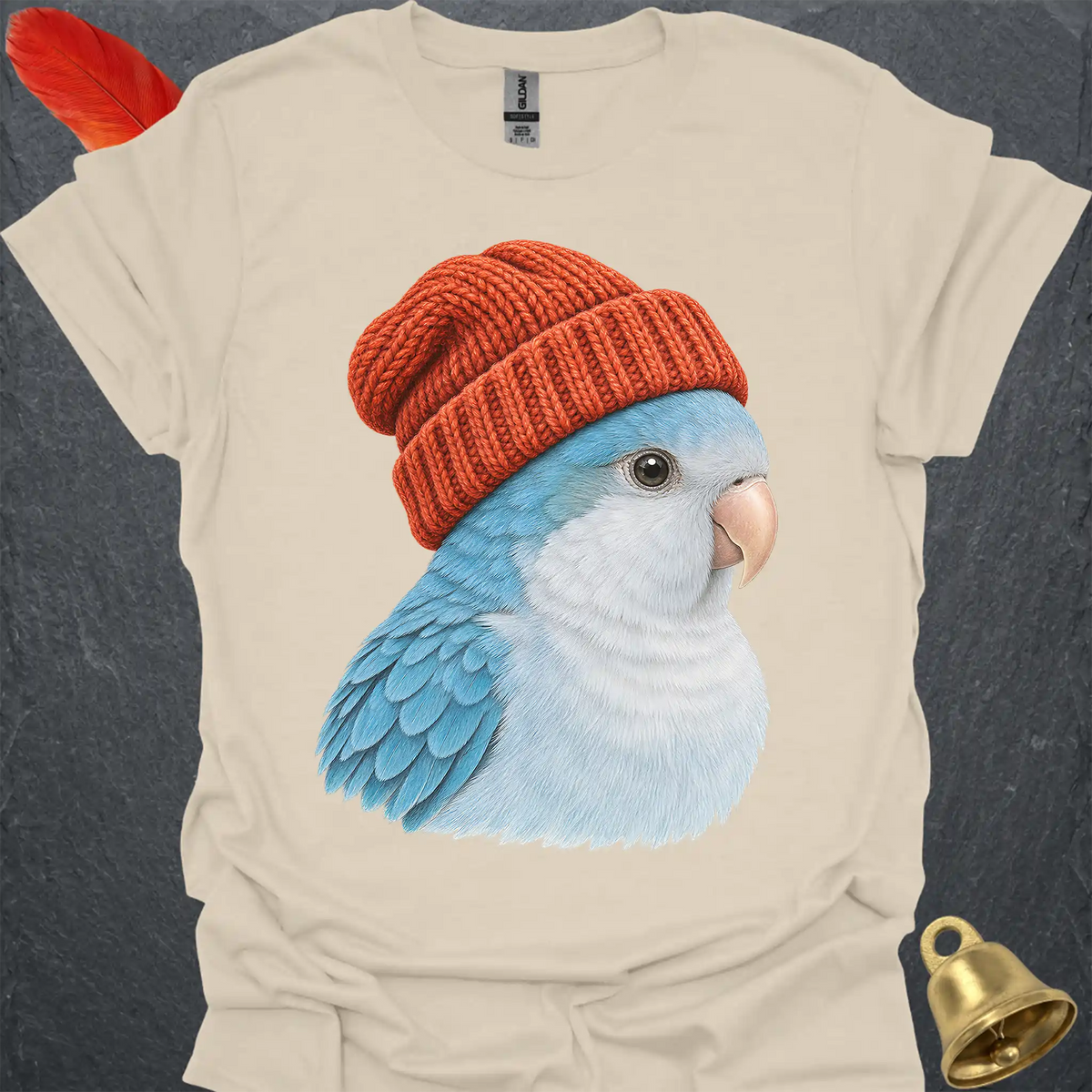 Blue Opaline Quaker Parrot Beanie T-Shirt