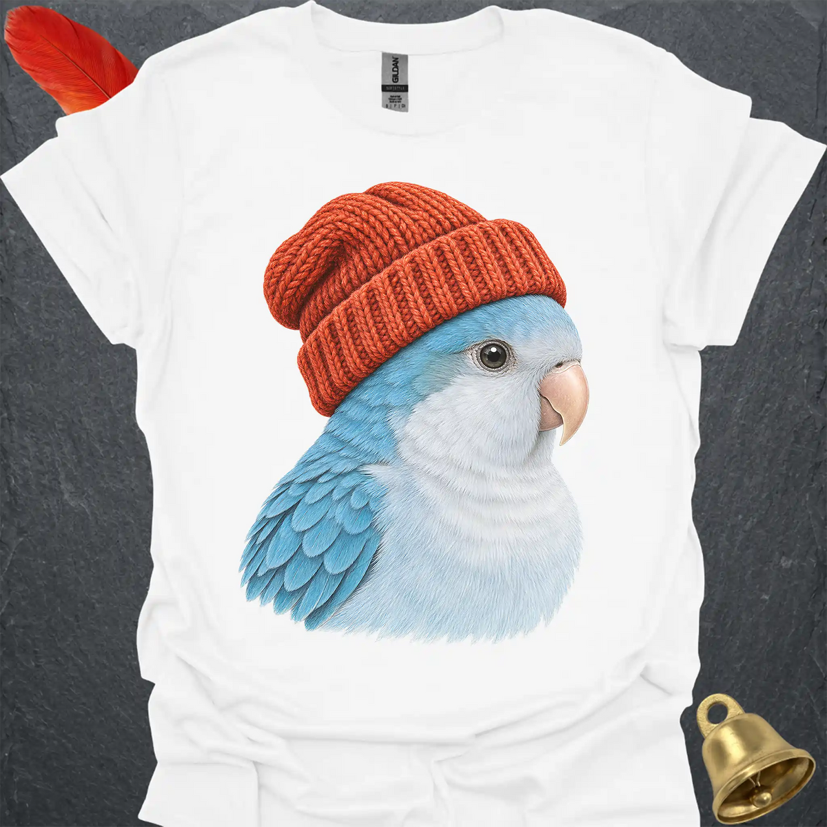 Blue Opaline Quaker Parrot Beanie T-Shirt