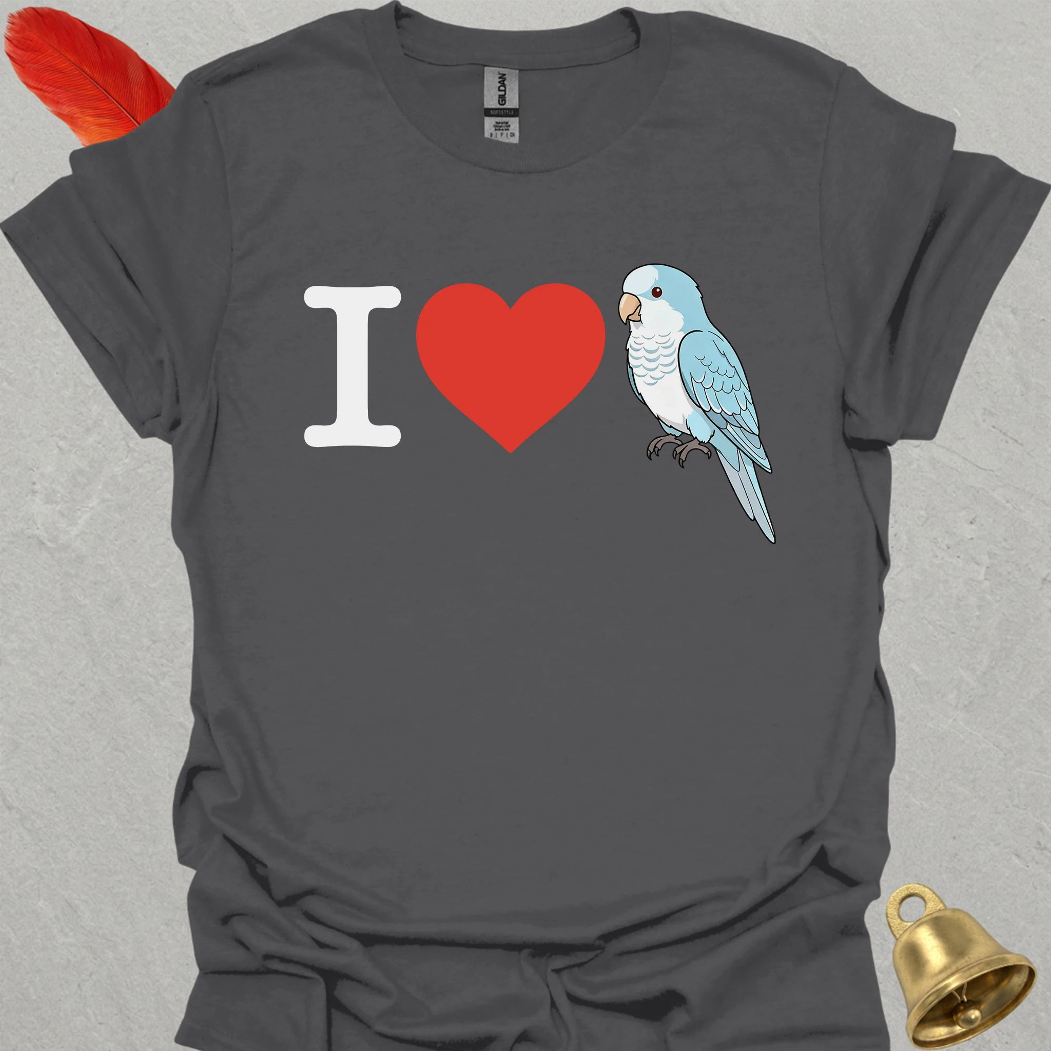 Blue Opaline Quaker Parrot Bird Love T-Shirt