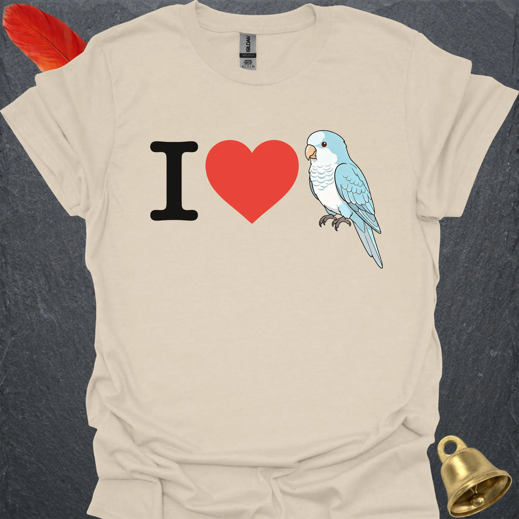 Blue Opaline Quaker Parrot Bird Love T-Shirt