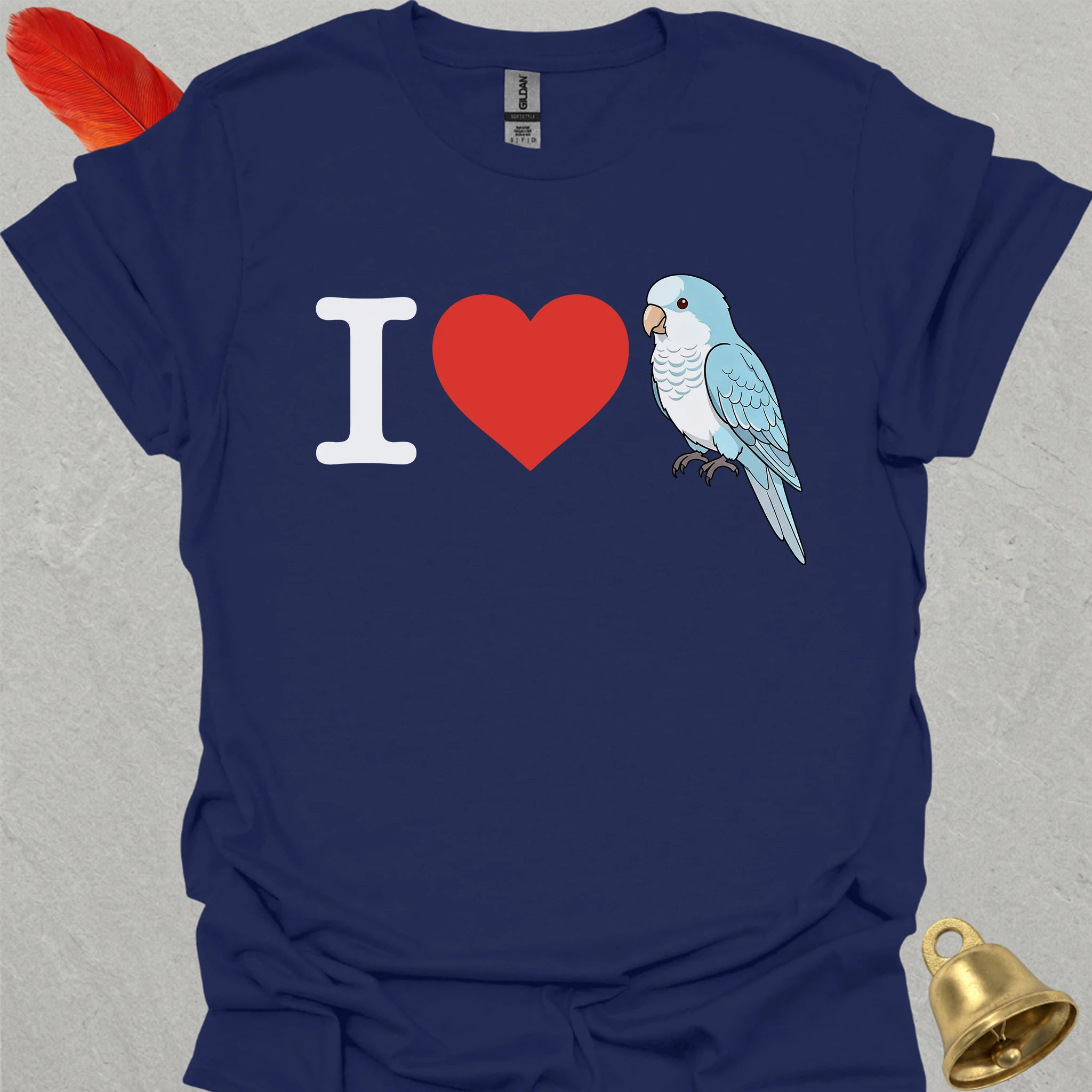 Blue Opaline Quaker Parrot Bird Love T-Shirt