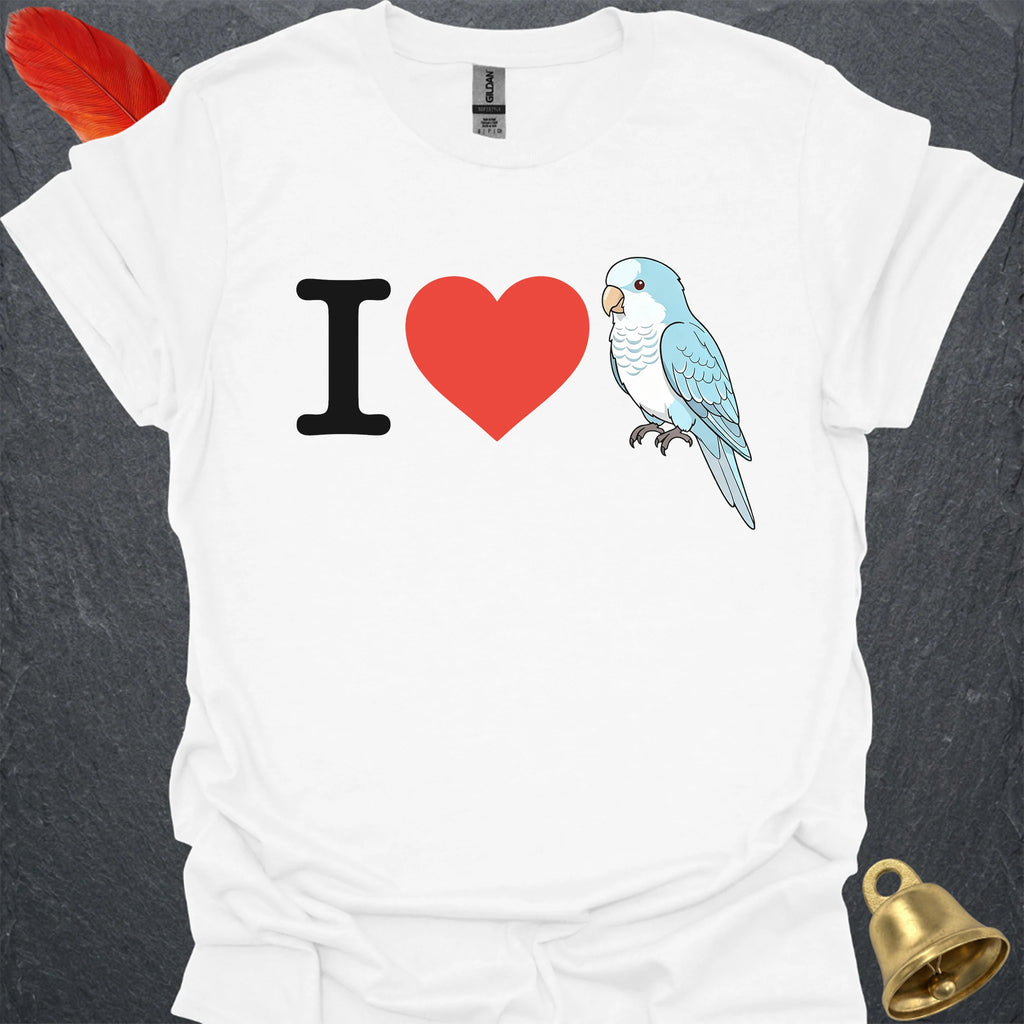 Blue Opaline Quaker Parrot Bird Love T-Shirt
