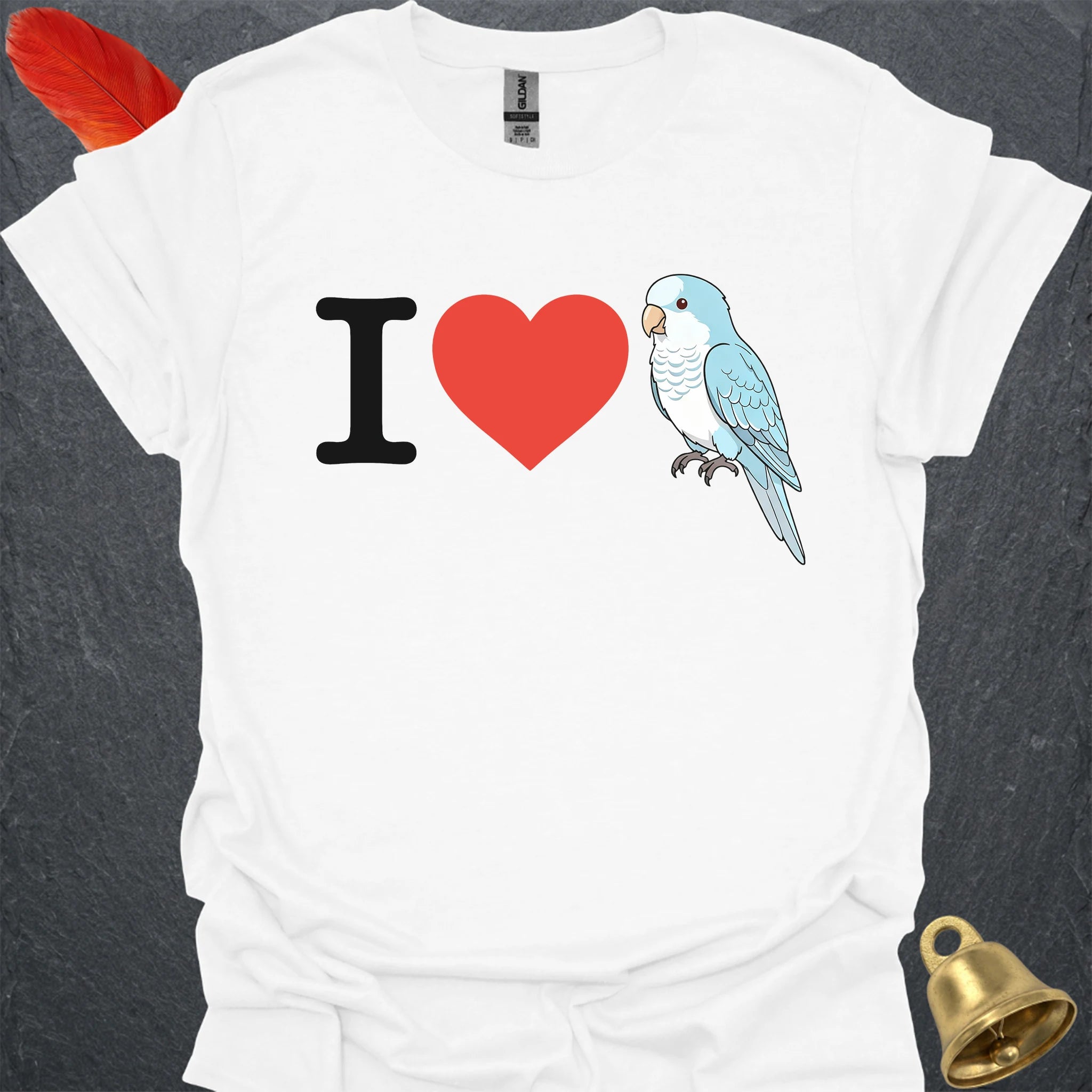 Blue Opaline Quaker Parrot Bird Love T-Shirt