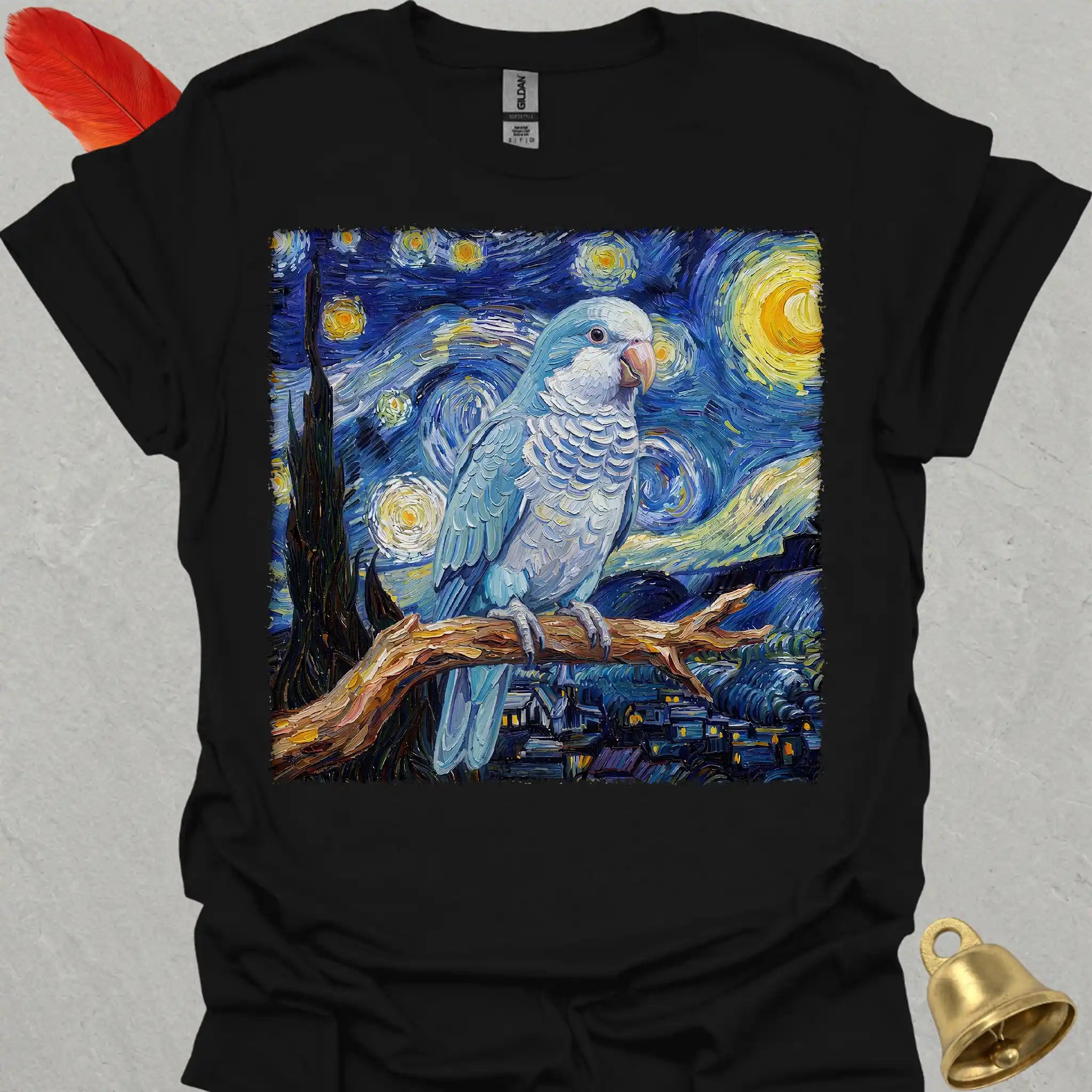Blue Opaline Quaker Parrot Starry Night T-Shirt