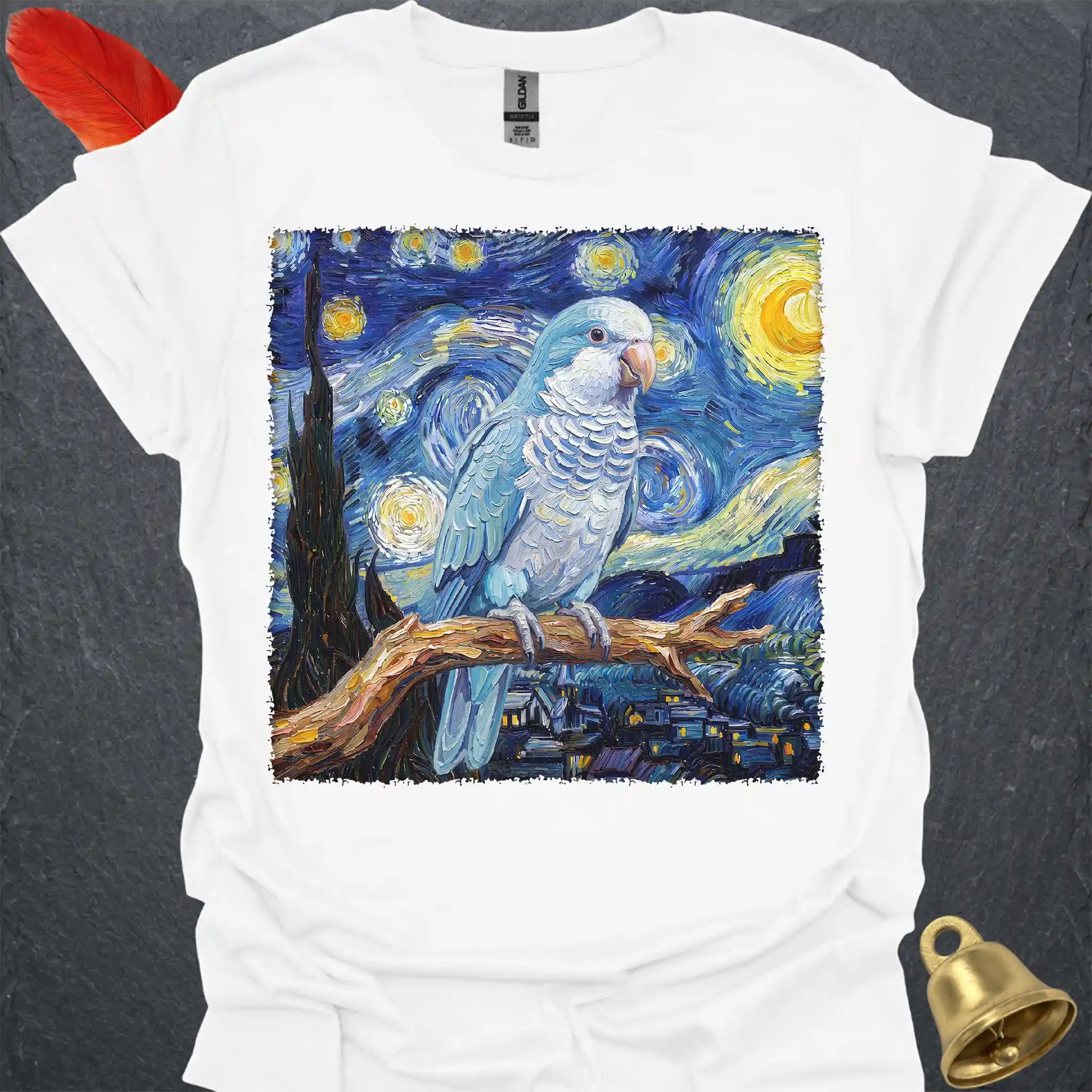 Blue Opaline Quaker Parrot Starry Night T-Shirt