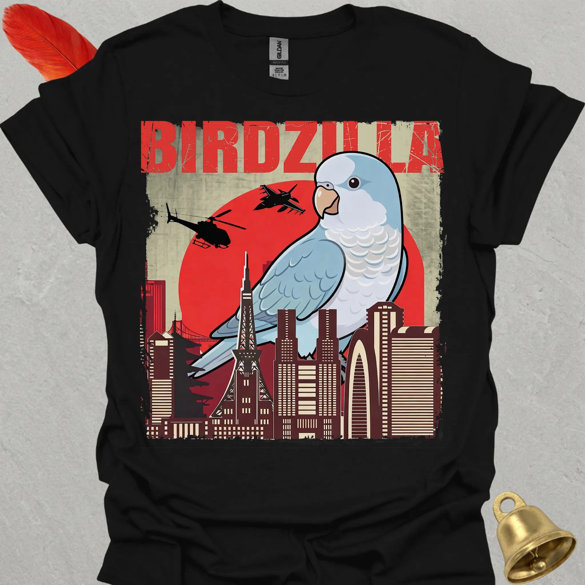 Blue Opaline Quaker Parrot Birdzilla T-Shirt