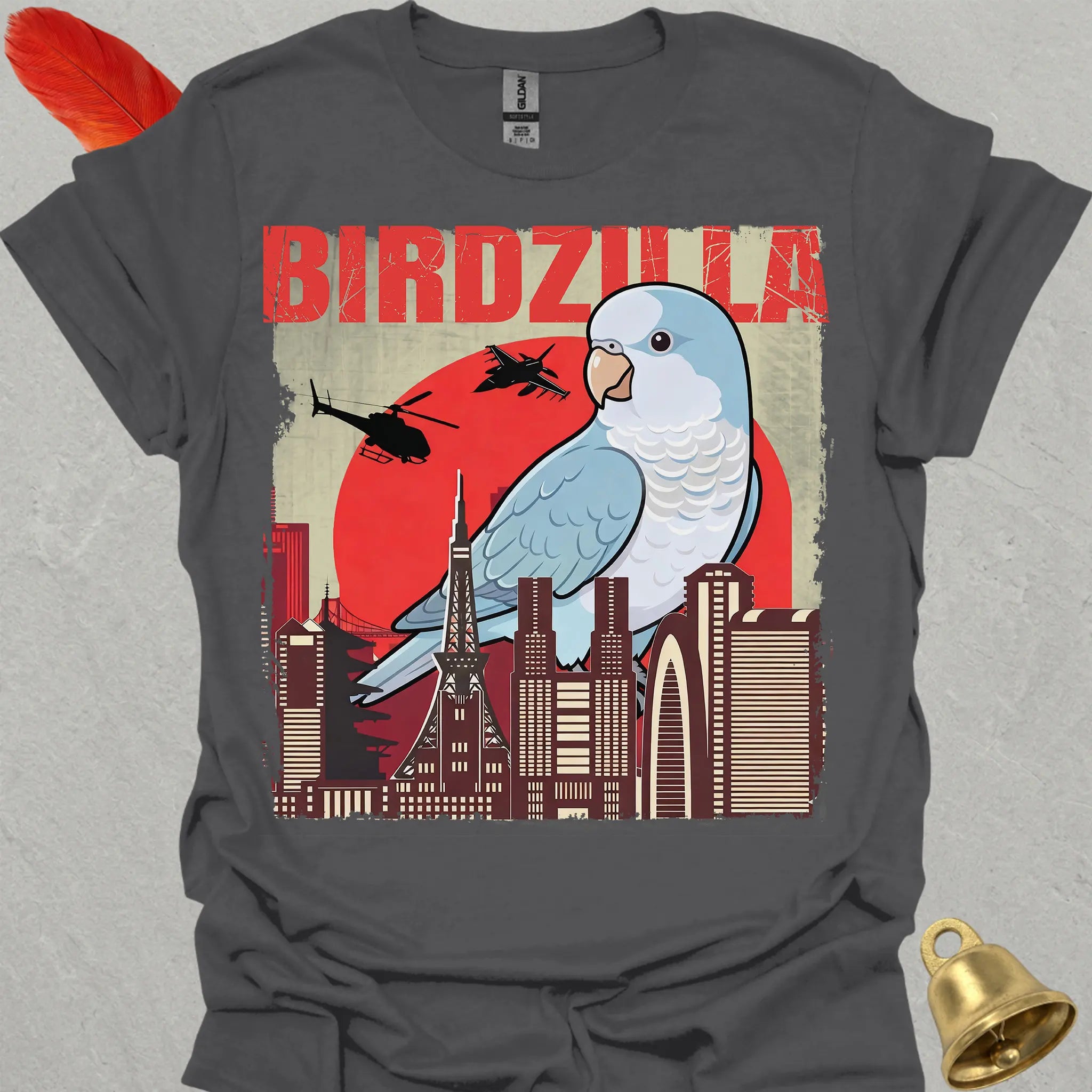 Blue Opaline Quaker Parrot Birdzilla T-Shirt