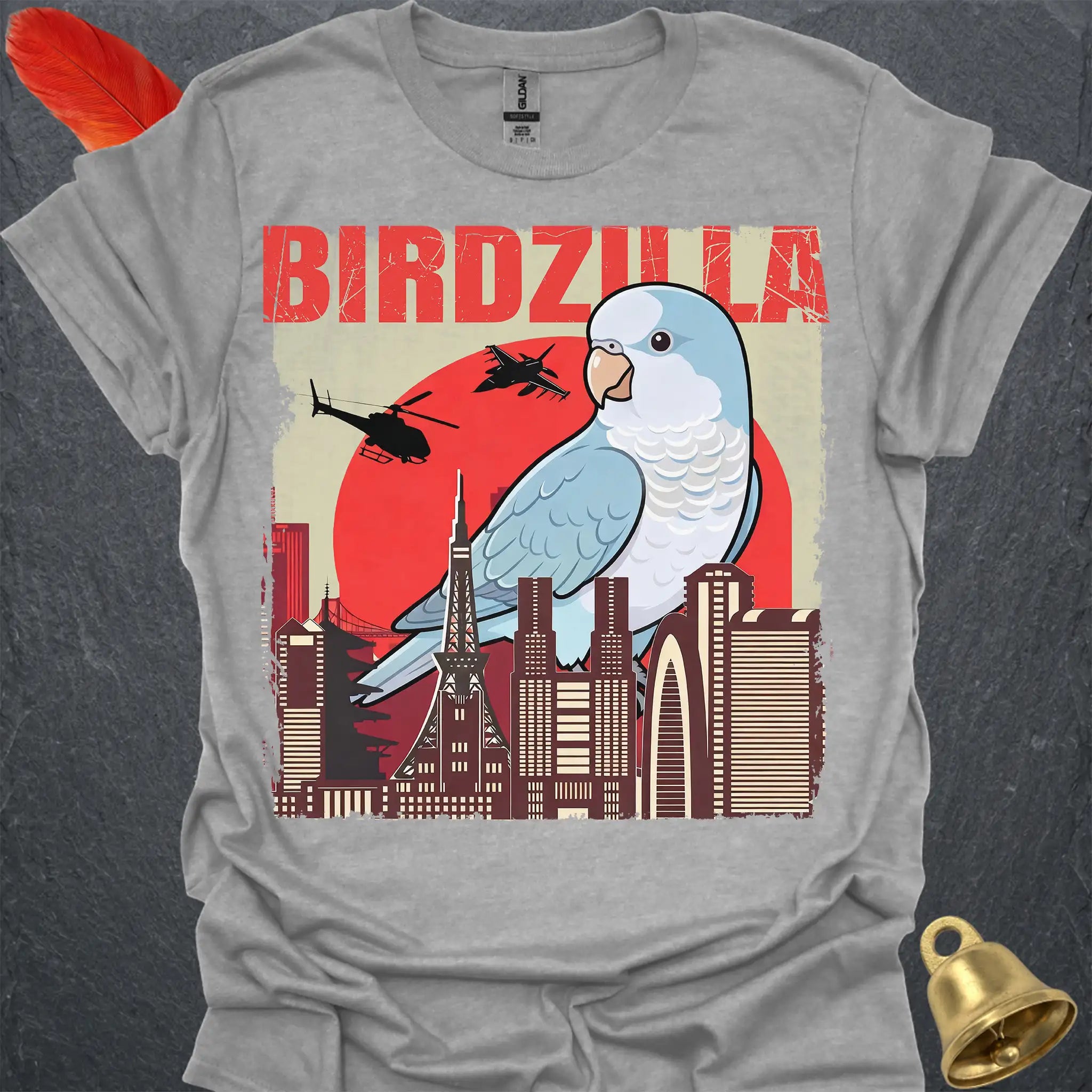 Blue Opaline Quaker Parrot Birdzilla T-Shirt