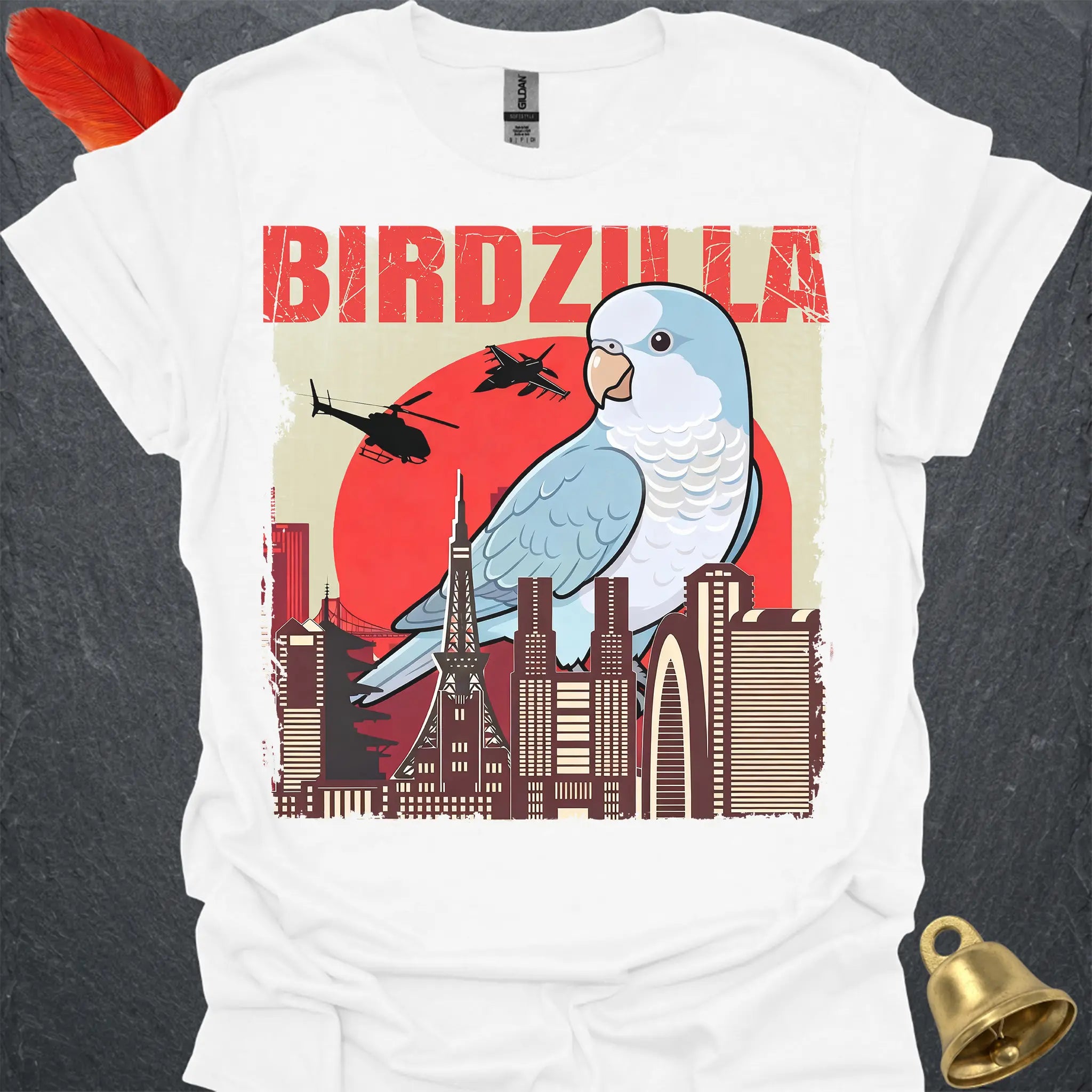 Blue Opaline Quaker Parrot Birdzilla T-Shirt