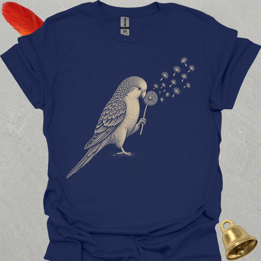 Blue Opaline Quaker Parrot Blowing Wishes T-Shirt