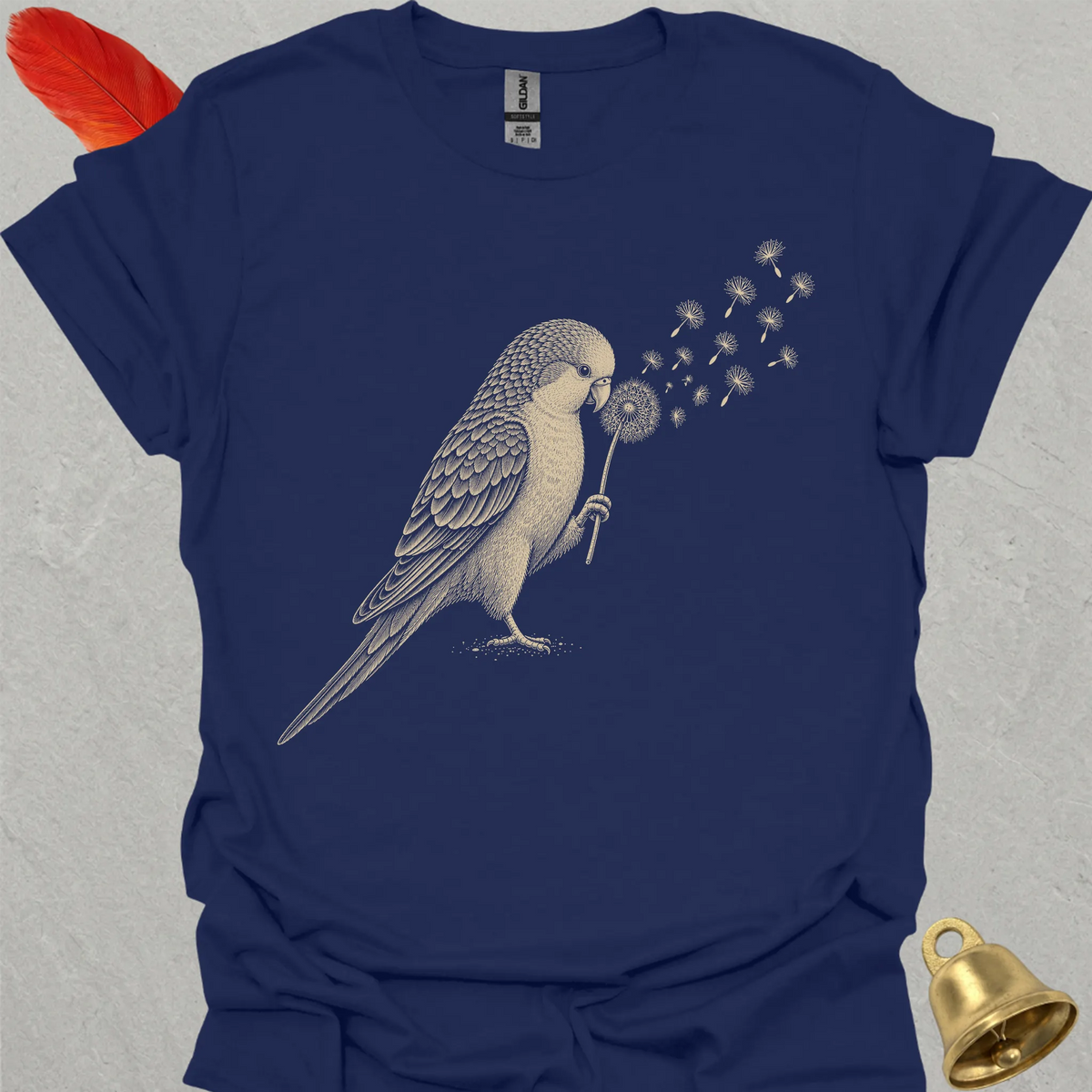 Blue Opaline Quaker Parrot Blowing Wishes T-Shirt