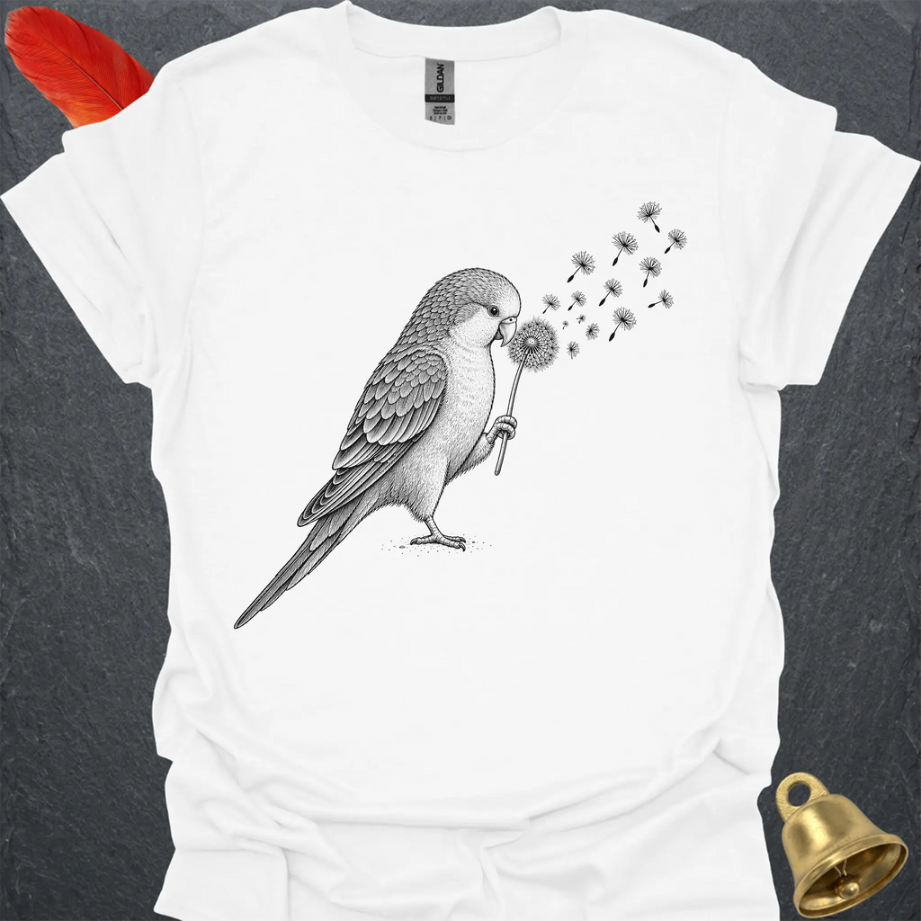 Blue Opaline Quaker Parrot Blowing Wishes T-Shirt