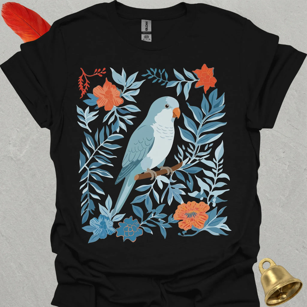 Blue Opaline Quaker Parrot Boho Flower T-Shirt