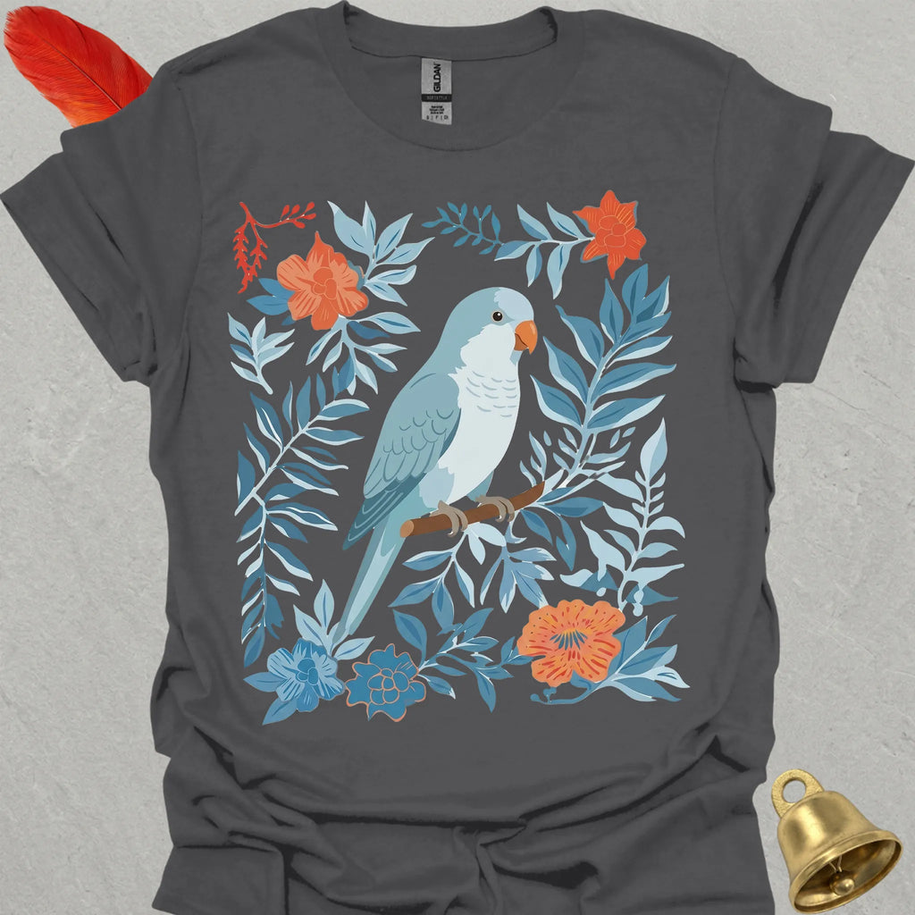 Blue Opaline Quaker Parrot Boho Flower T-Shirt