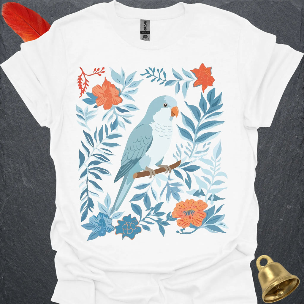 Blue Opaline Quaker Parrot Boho Flower T-Shirt