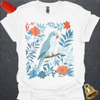 Blue Opaline Quaker Parrot Boho Flower T-Shirt