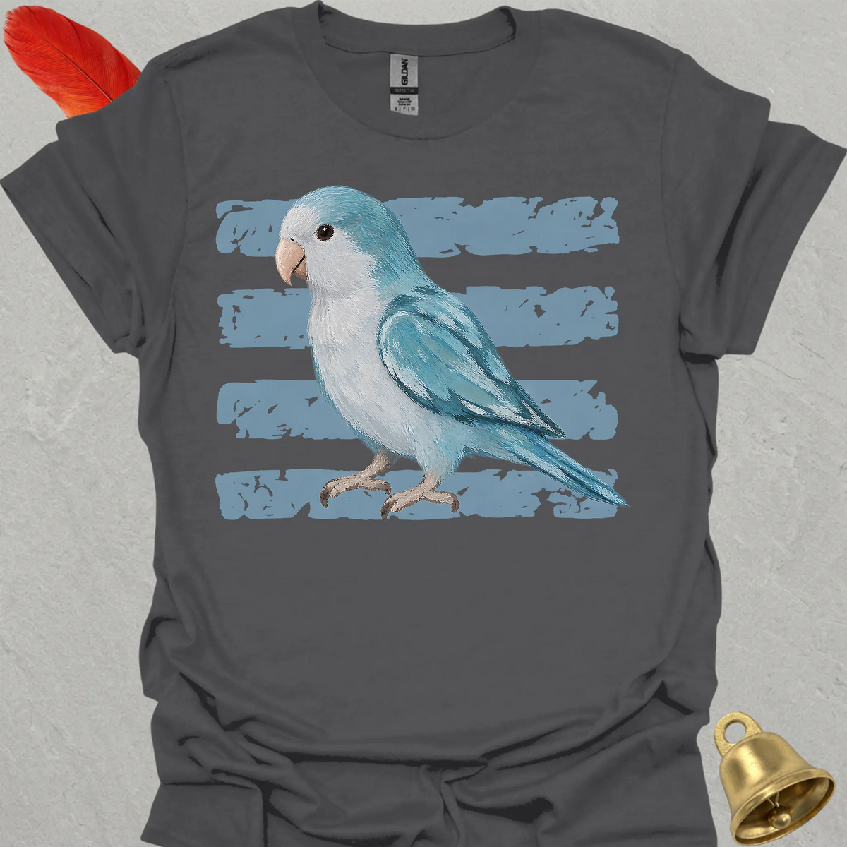 Blue Opaline Quaker Parrot Brush T-Shirt