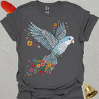 Blue Opaline Quaker Parrot Flying Flower T-Shirt
