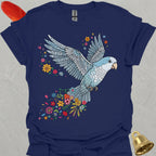 Blue Opaline Quaker Parrot Flying Flower T-Shirt