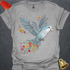 Blue Opaline Quaker Parrot Flying Flower T-Shirt