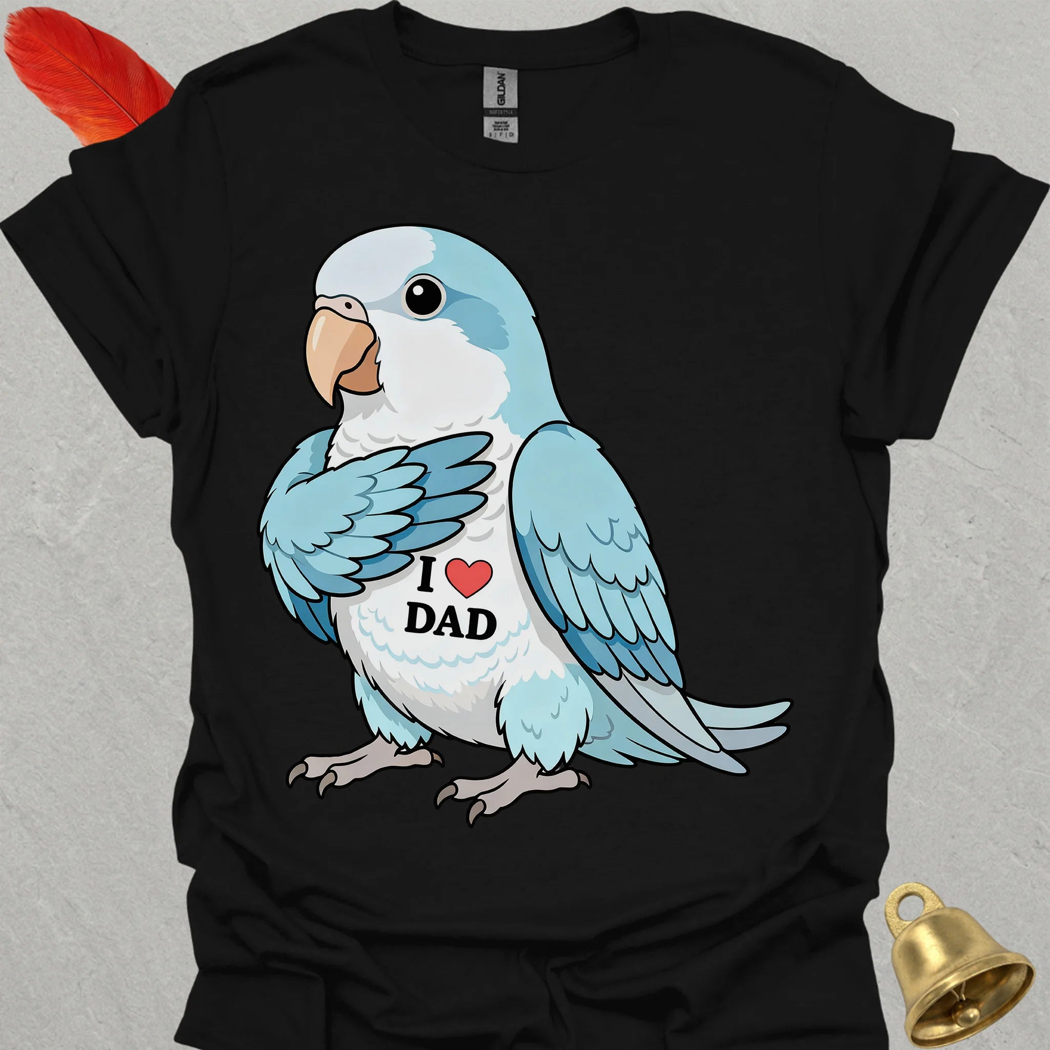 Blue Opaline Quaker Parrot I Love Dad T-Shirt
