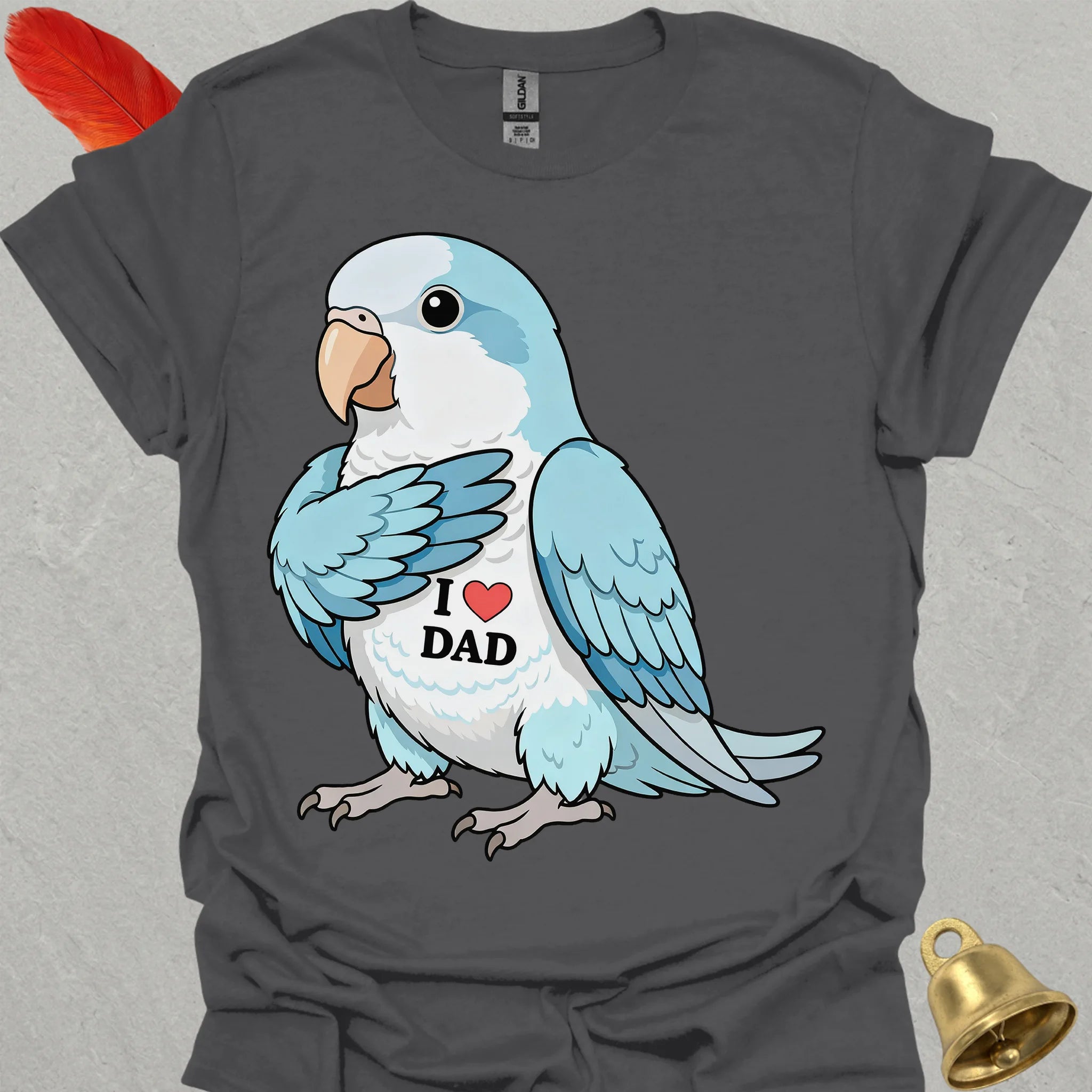 Blue Opaline Quaker Parrot I Love Dad T-Shirt
