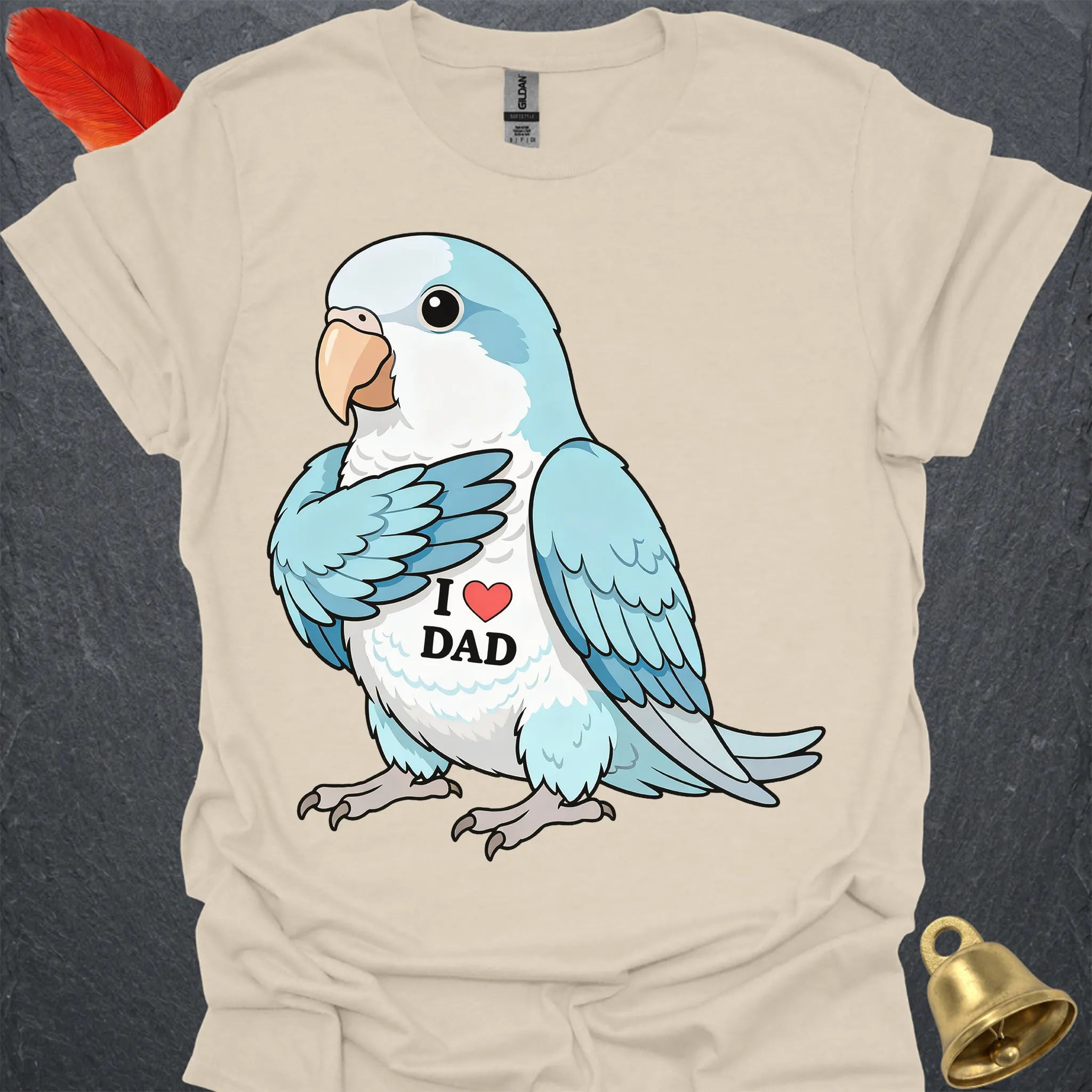 Blue Opaline Quaker Parrot I Love Dad T-Shirt