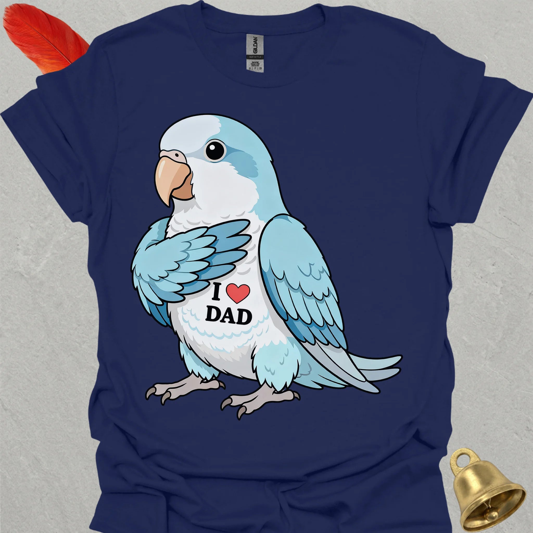 Blue Opaline Quaker Parrot I Love Dad T-Shirt