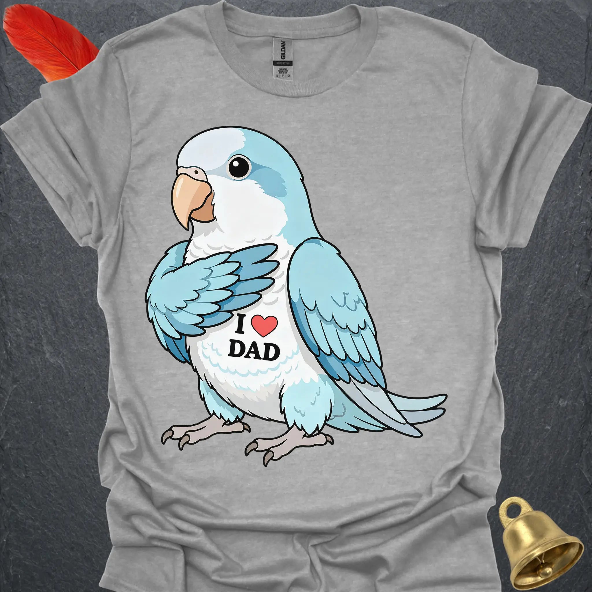 Blue Opaline Quaker Parrot I Love Dad T-Shirt