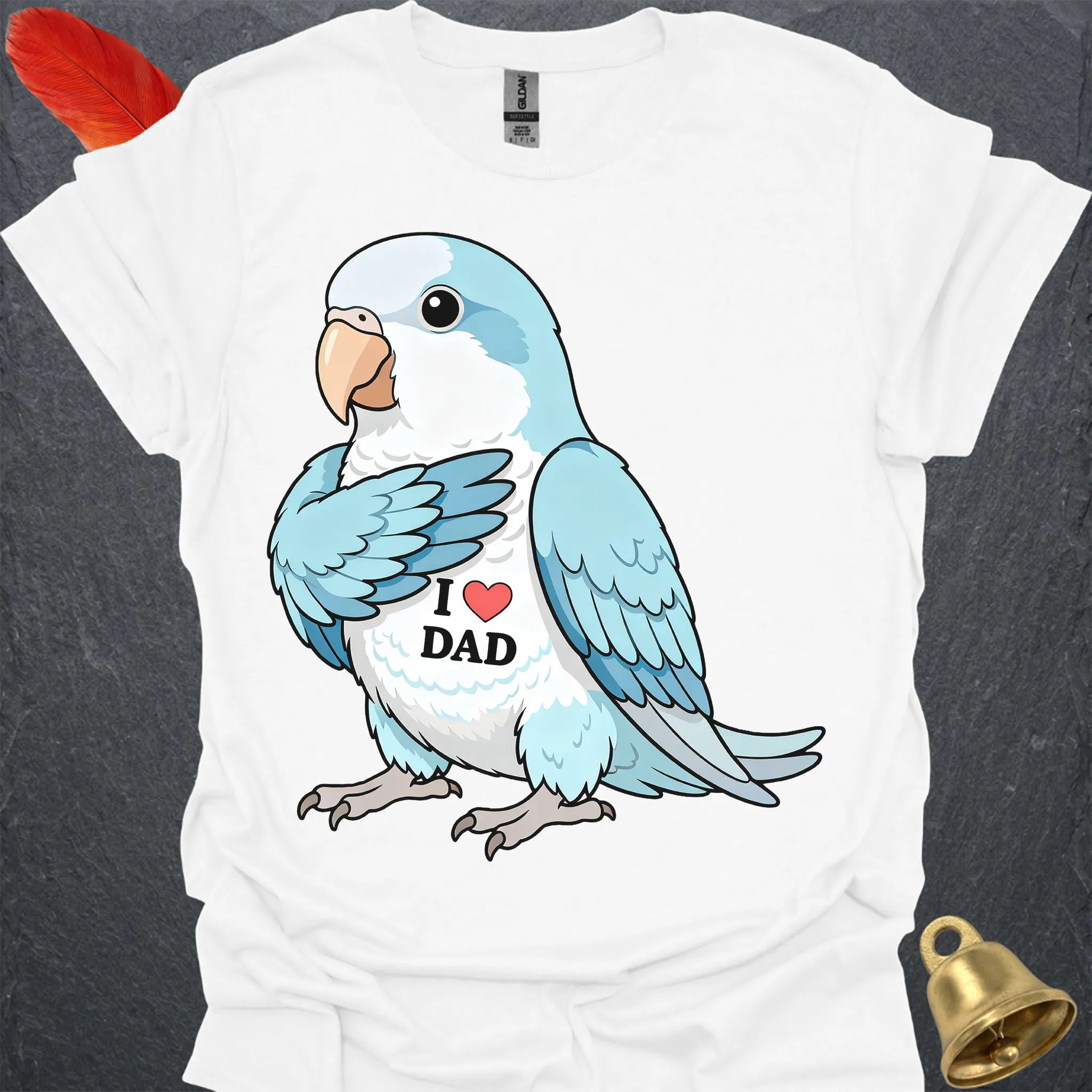 Blue Opaline Quaker Parrot I Love Dad T-Shirt