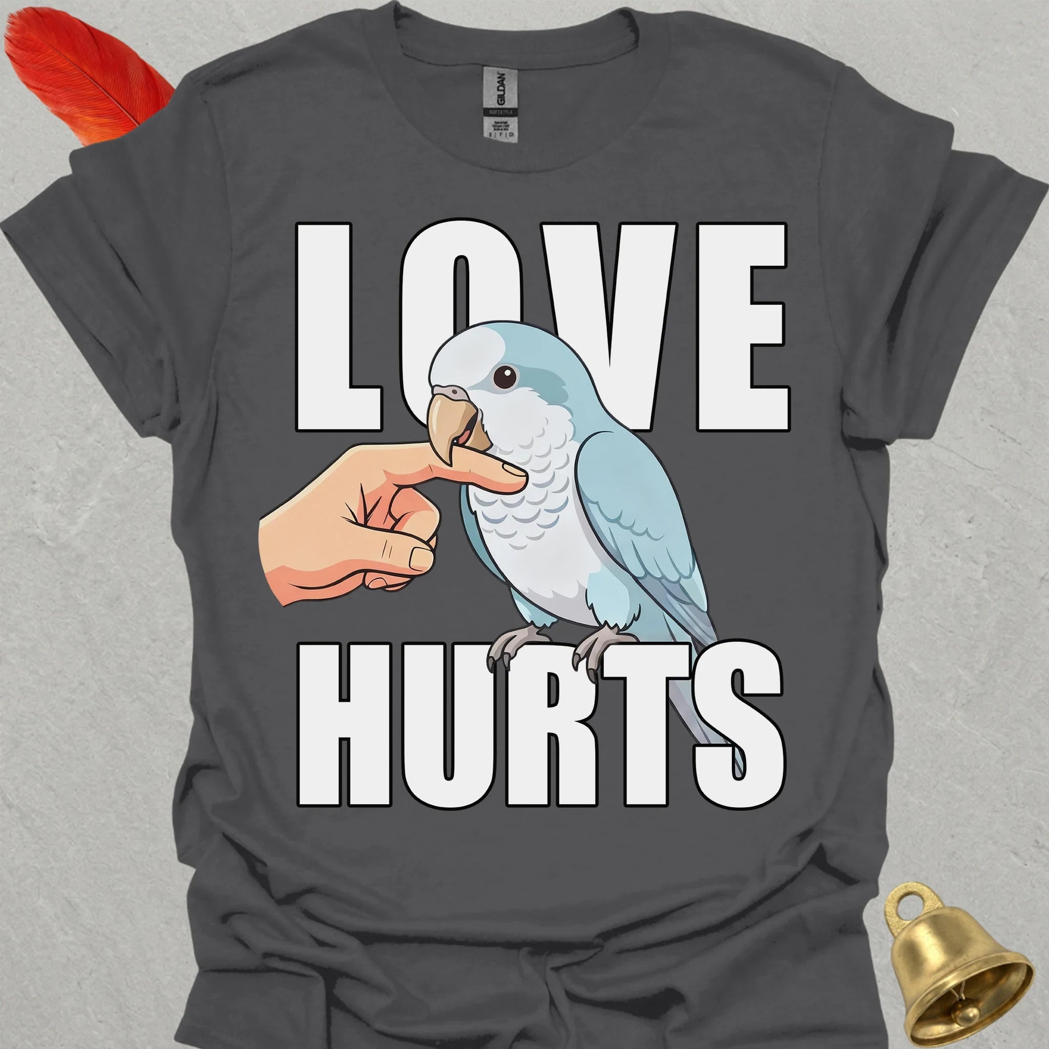 Blue Opaline Quaker Parrot Love Hurts T-Shirt