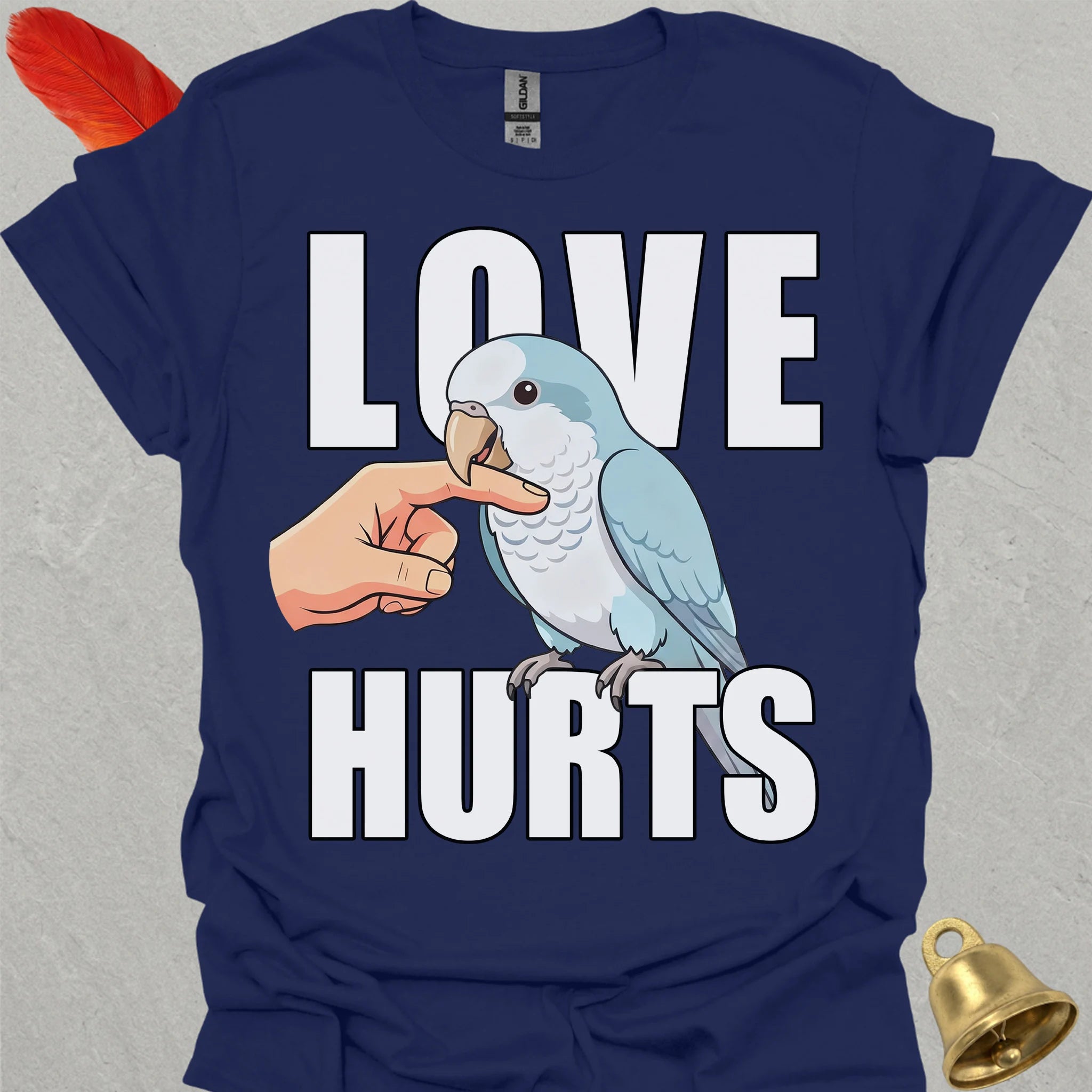 Blue Opaline Quaker Parrot Love Hurts T-Shirt