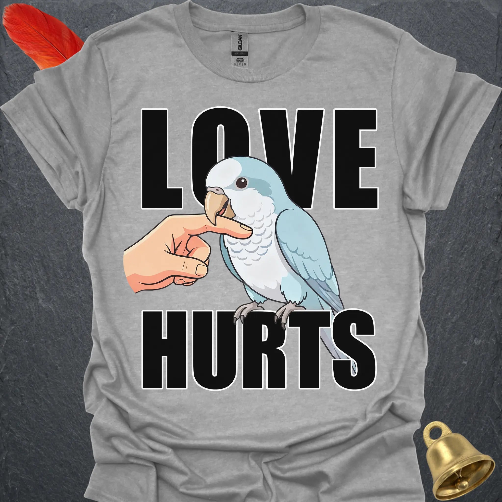Blue Opaline Quaker Parrot Love Hurts T-Shirt