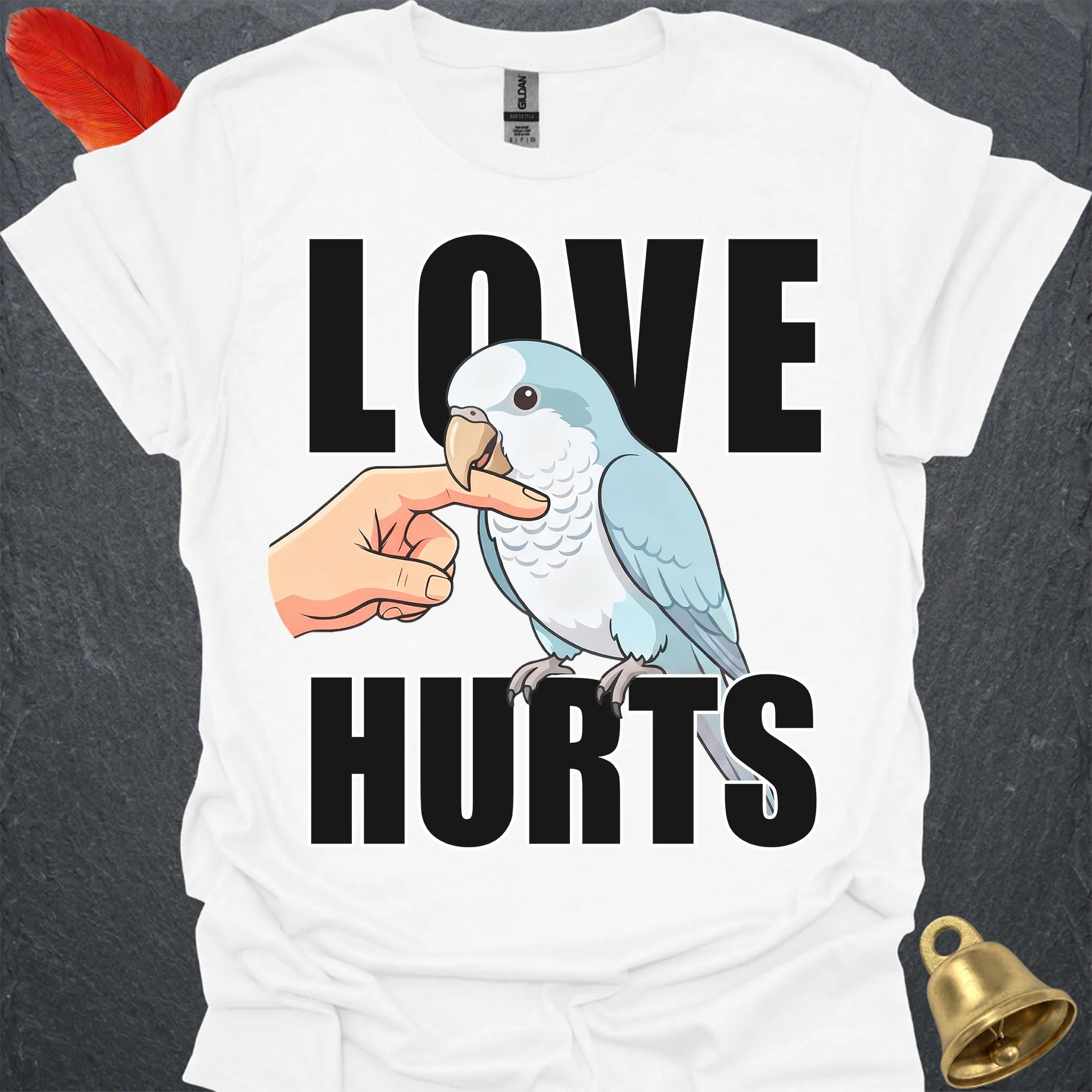 Blue Opaline Quaker Parrot Love Hurts T-Shirt