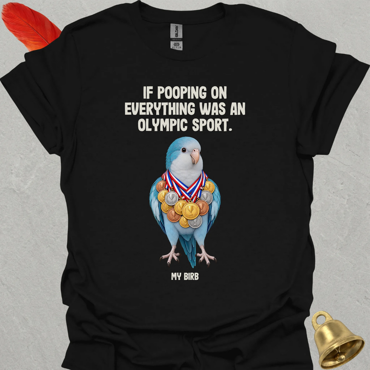 Blue Opaline Quaker Parrot Olympic Pooper T-Shirt