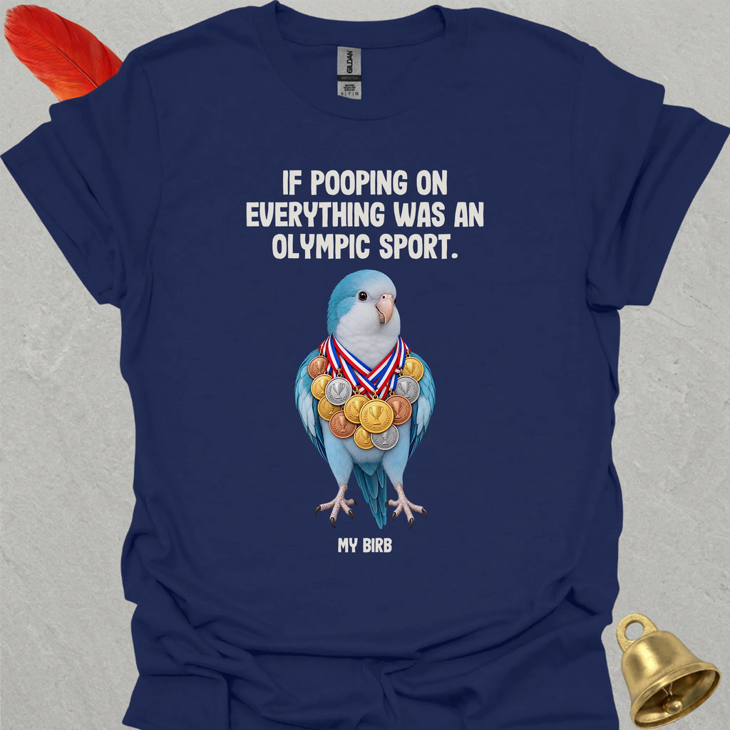 Blue Opaline Quaker Parrot Olympic Pooper T-Shirt