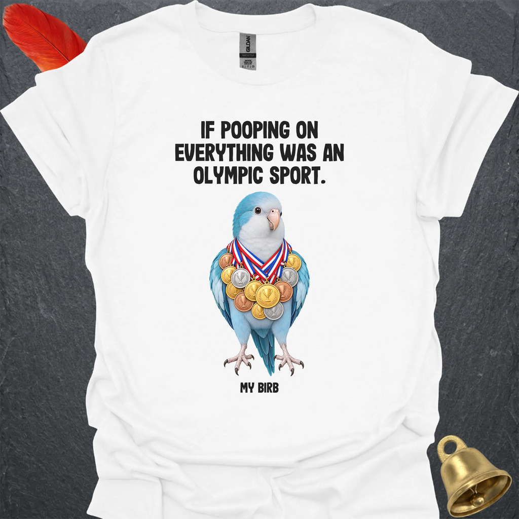Blue Opaline Quaker Parrot Olympic Pooper T-Shirt