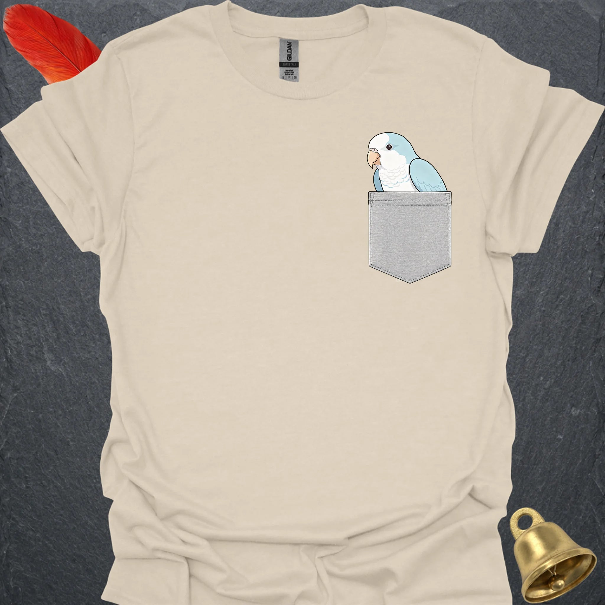 Blue Opaline Quaker Parrot Pocket T-Shirt