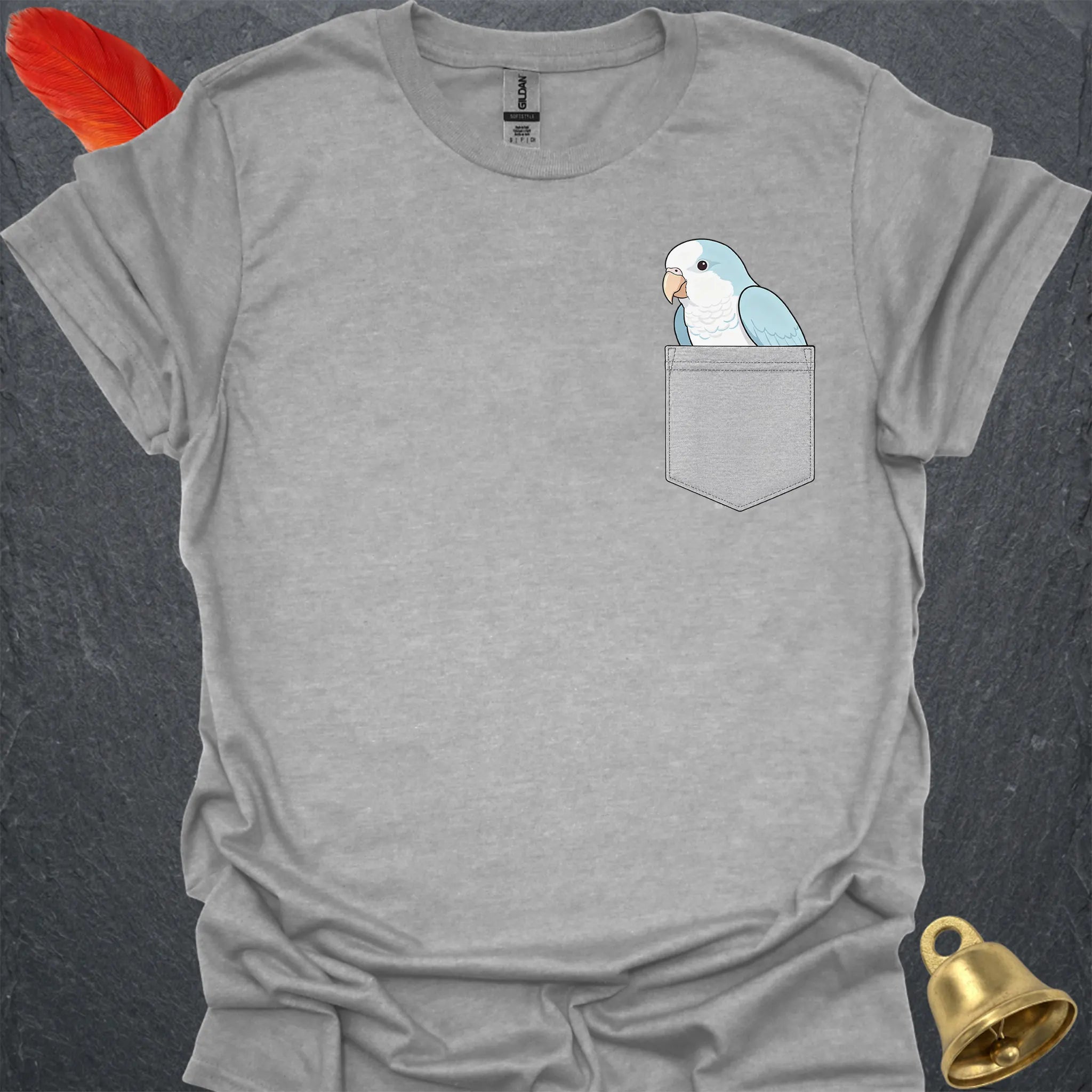 Blue Opaline Quaker Parrot Pocket T-Shirt