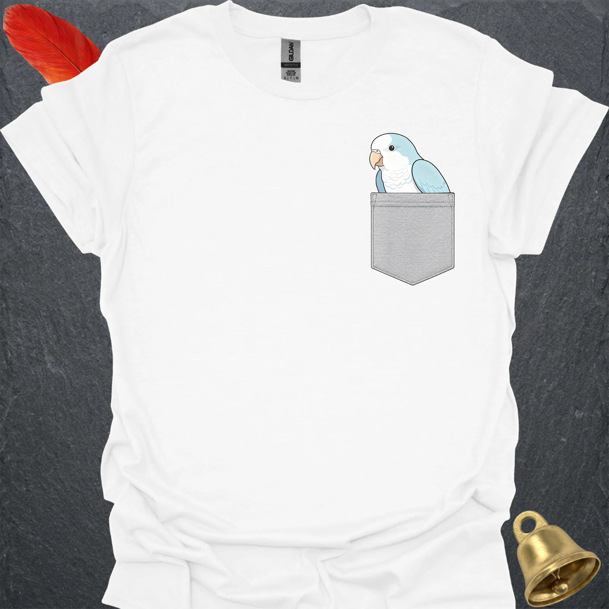 Blue Opaline Quaker Parrot Pocket T-Shirt